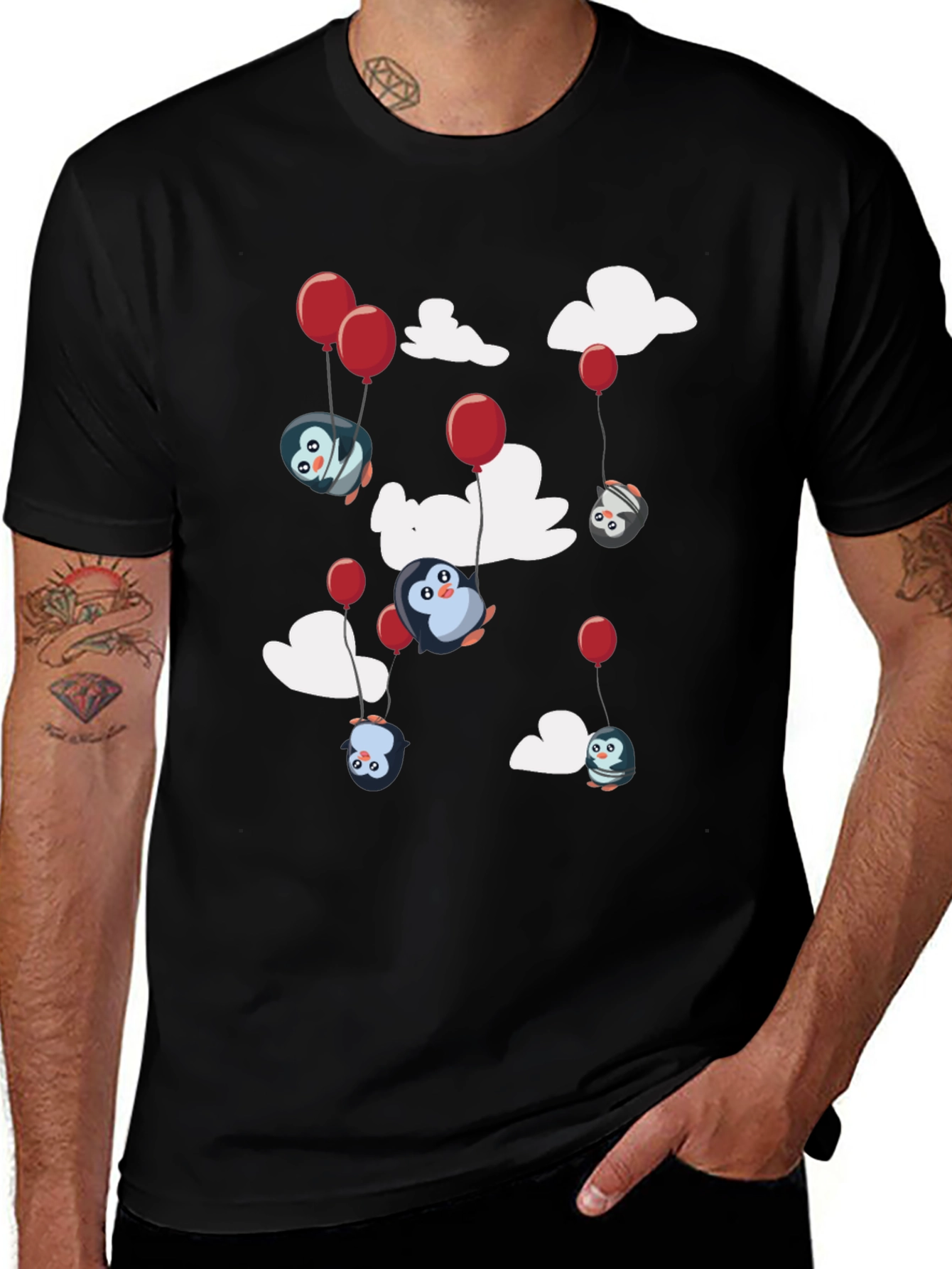 Variant 15 of Penguin Balloons Black T-Shirt