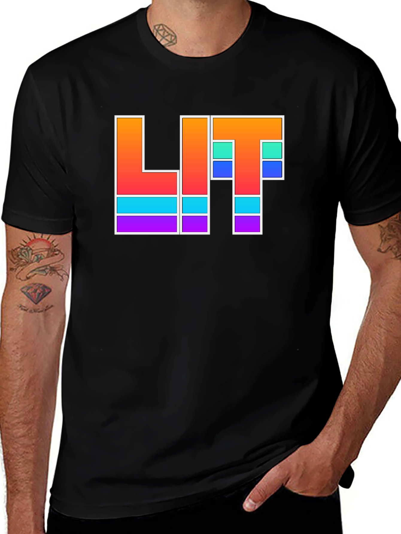 Colorful LIT Graphic T-Shirt - Trendy Style