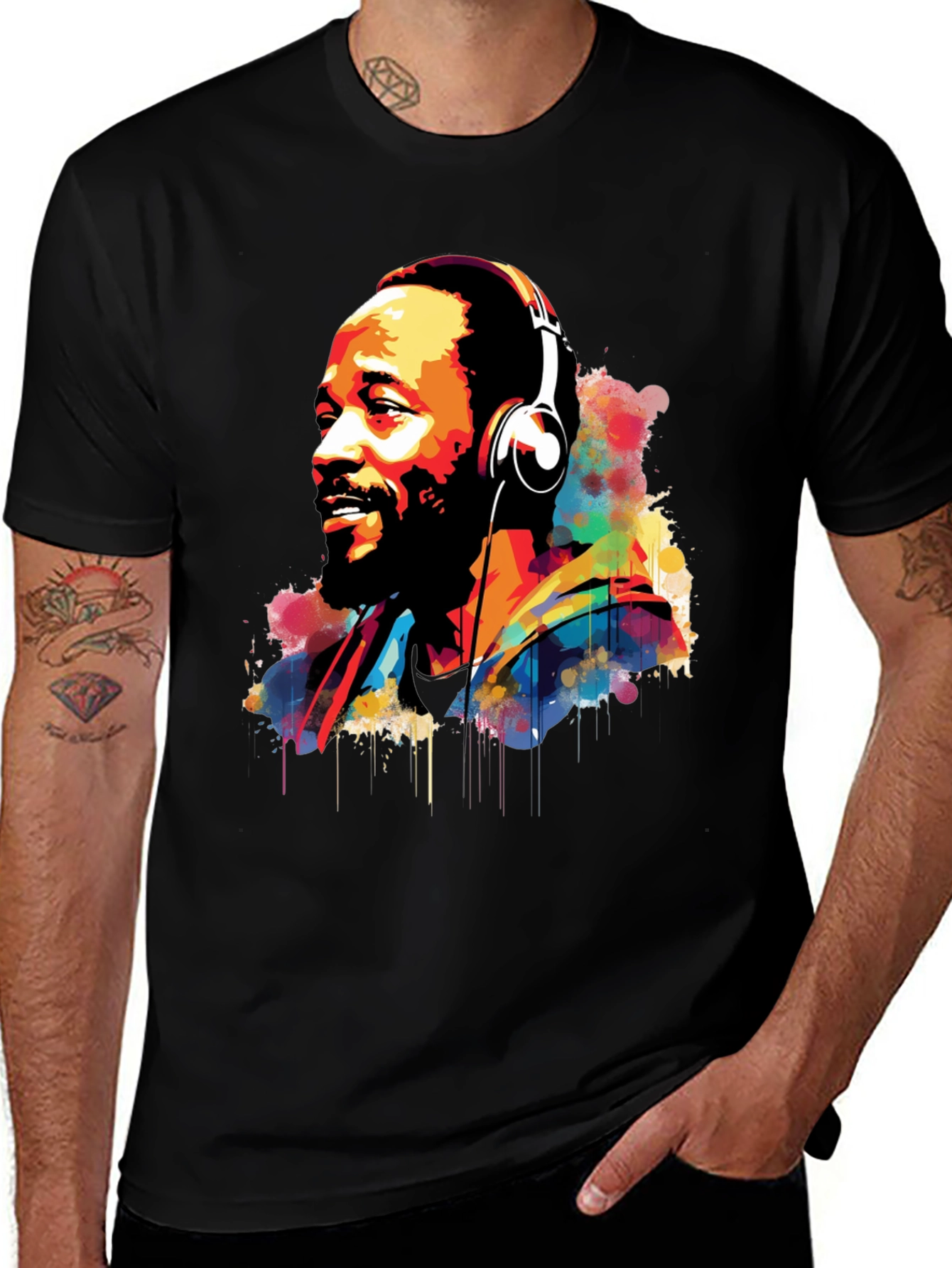 Variant 11 of Marvin Gaye Graphic Tee - Watercolor Portrait