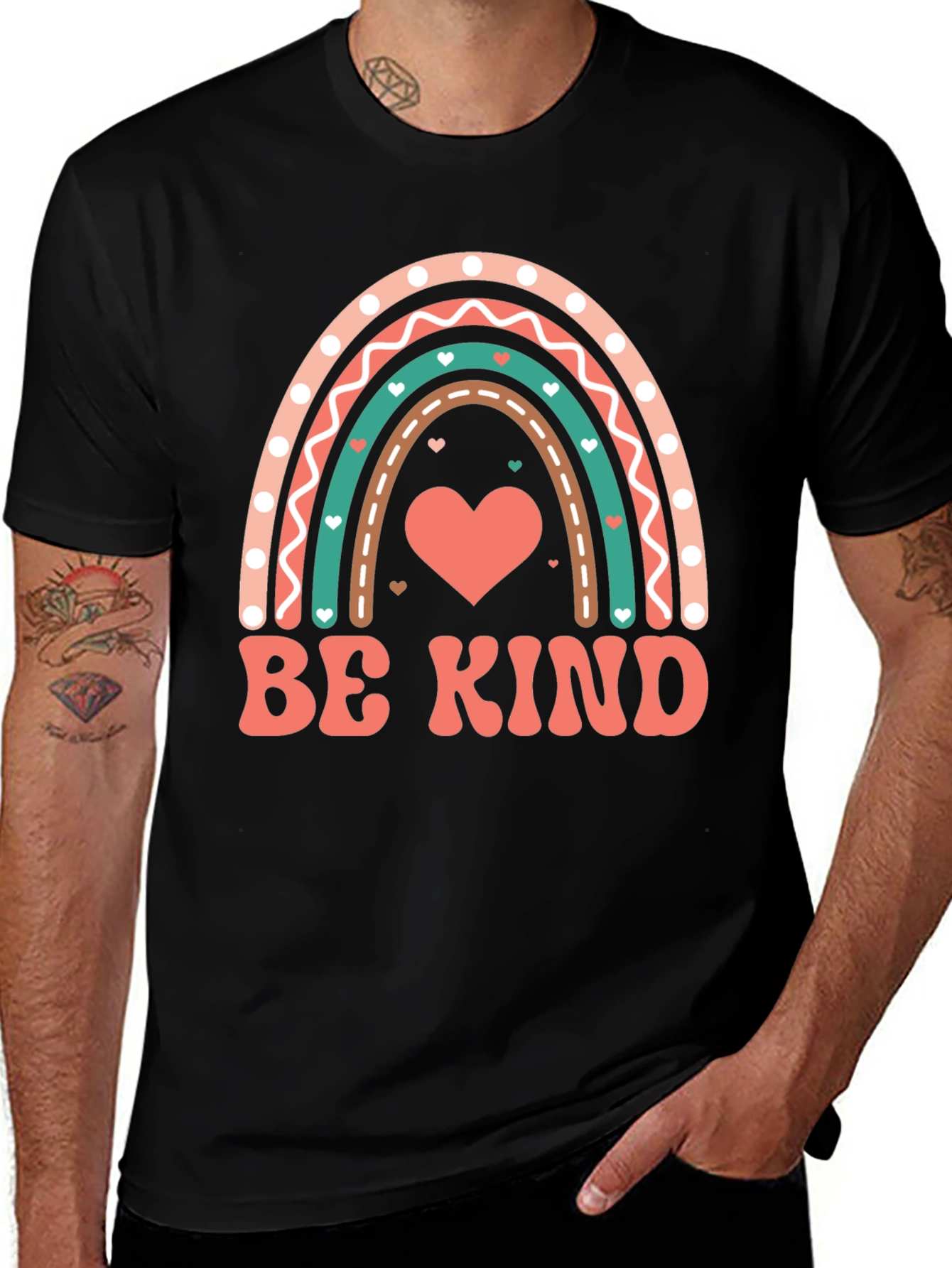 Be Kind Heart Rainbow Graphic Tee