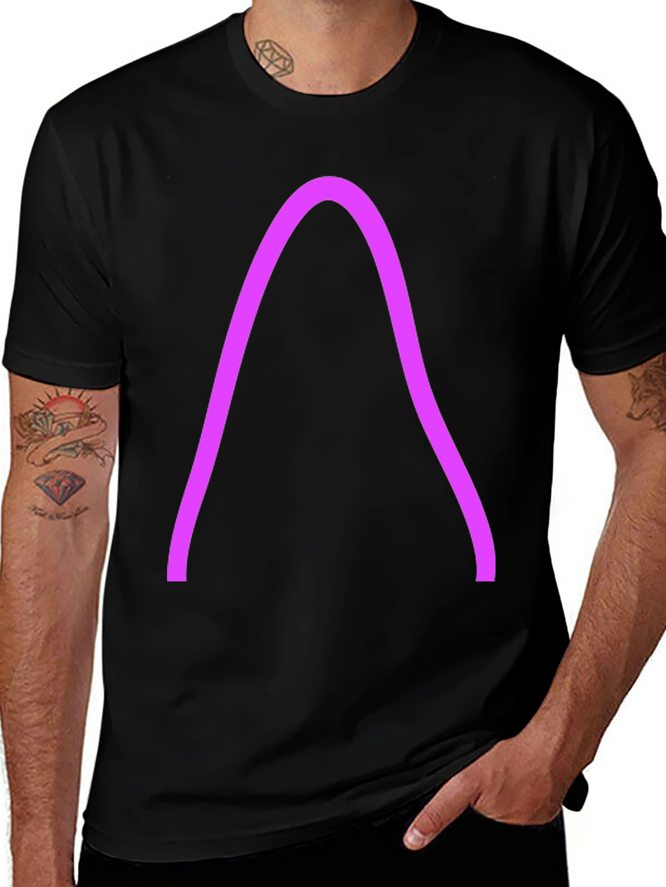 Variant 21 of Minimalist Curve Design Black T-Shirt