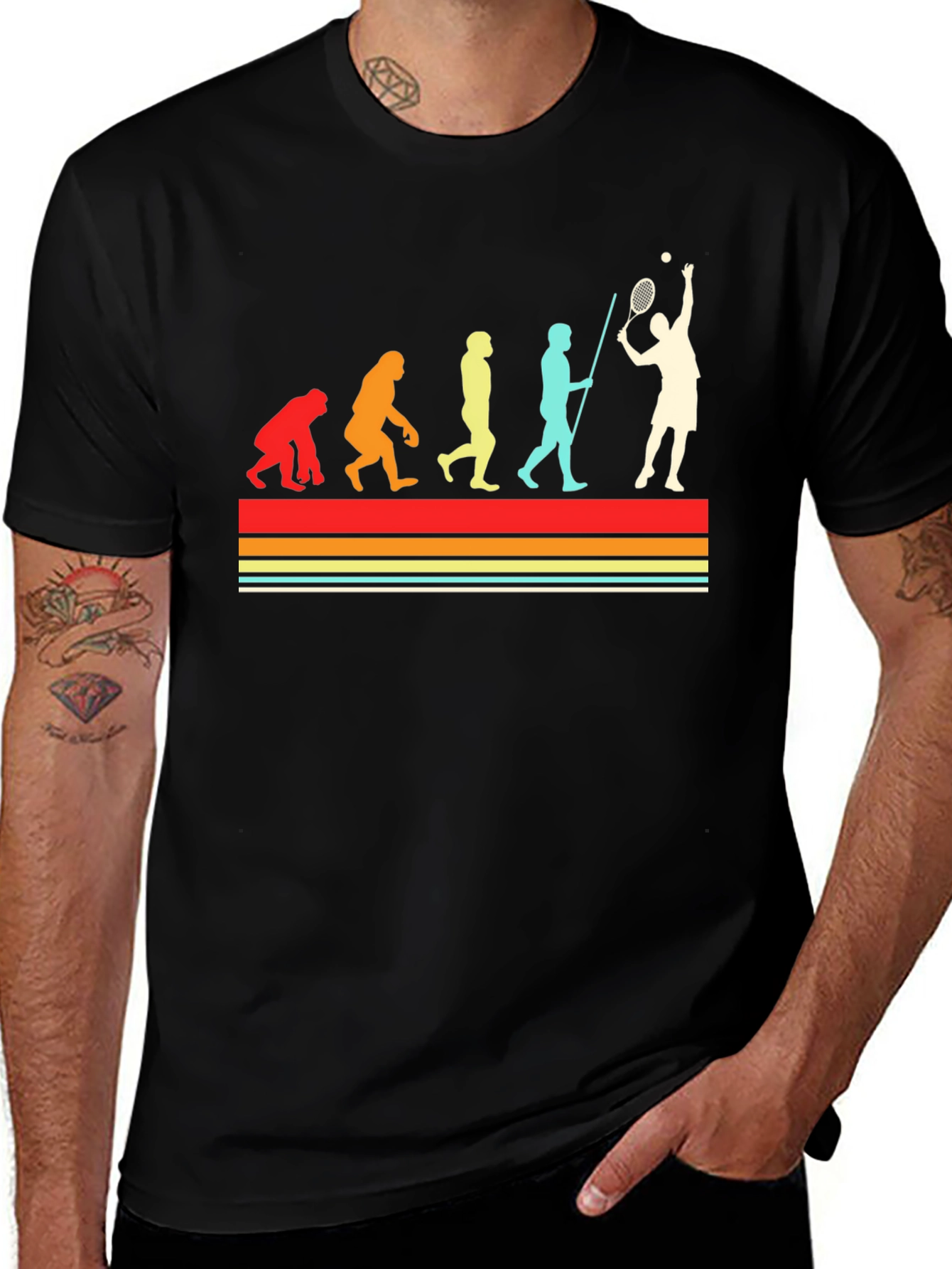 Variant 28 of Tennis Evolution T-Shirt - Vintage Style Tee