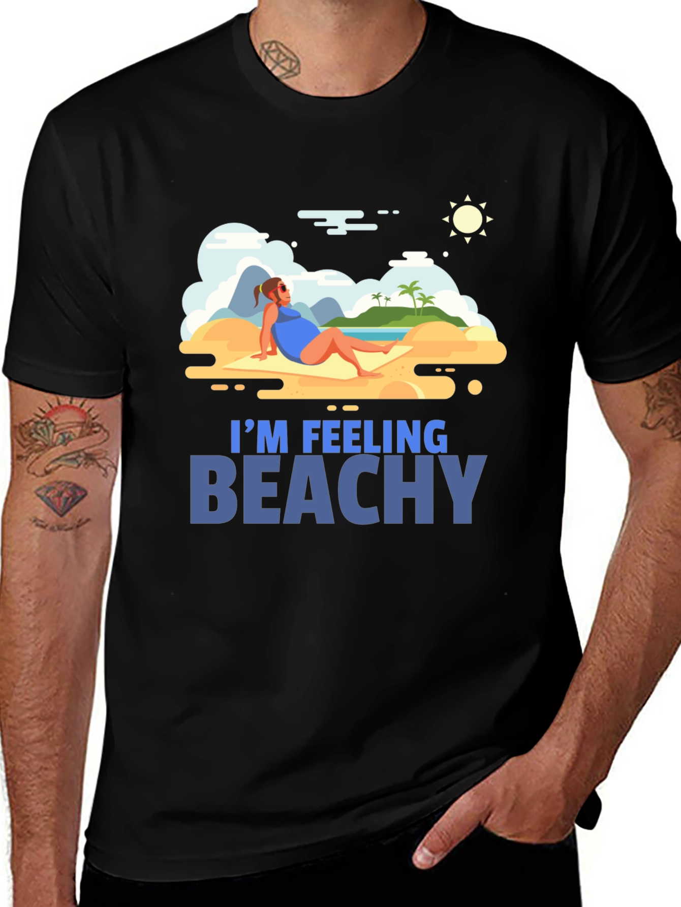 Variant 8 of I'm Feeling Beachy Black Graphic T-Shirt