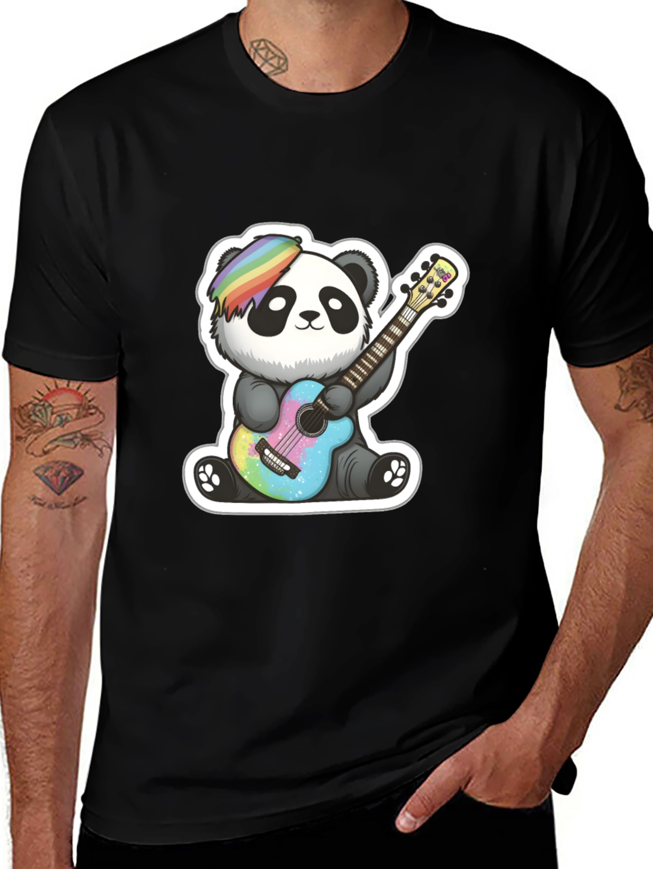 Variant 3 of Panda Guitarist Graphic Tee - Unisex Black T-Shirt