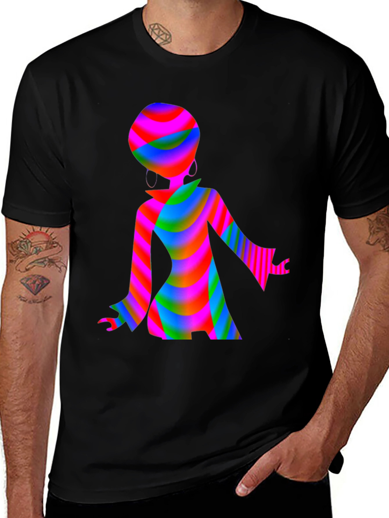 Retro Rainbow Swirl Graphic T-Shirt