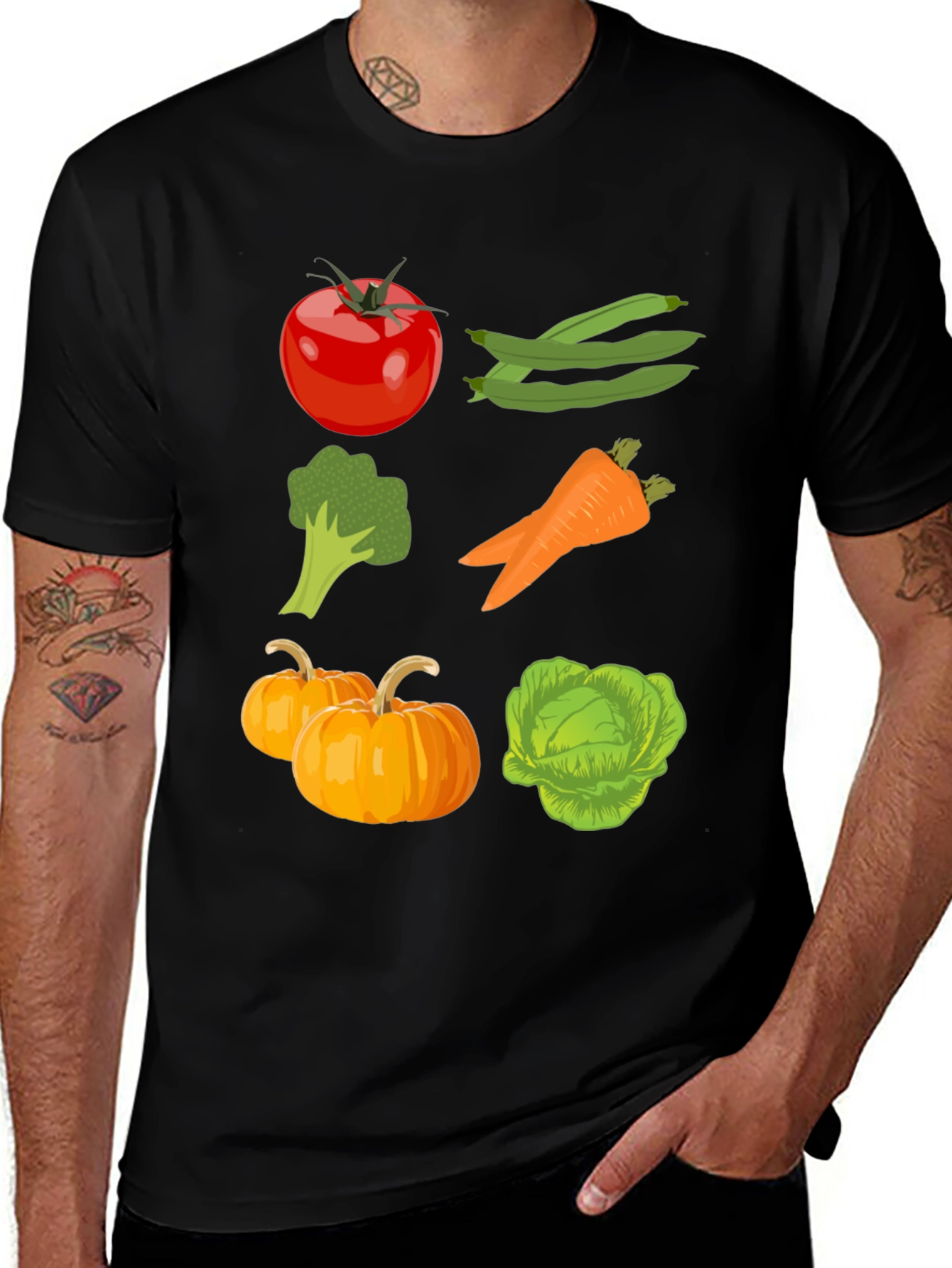 Variant 21 of Vegetable Print Black Graphic Tee