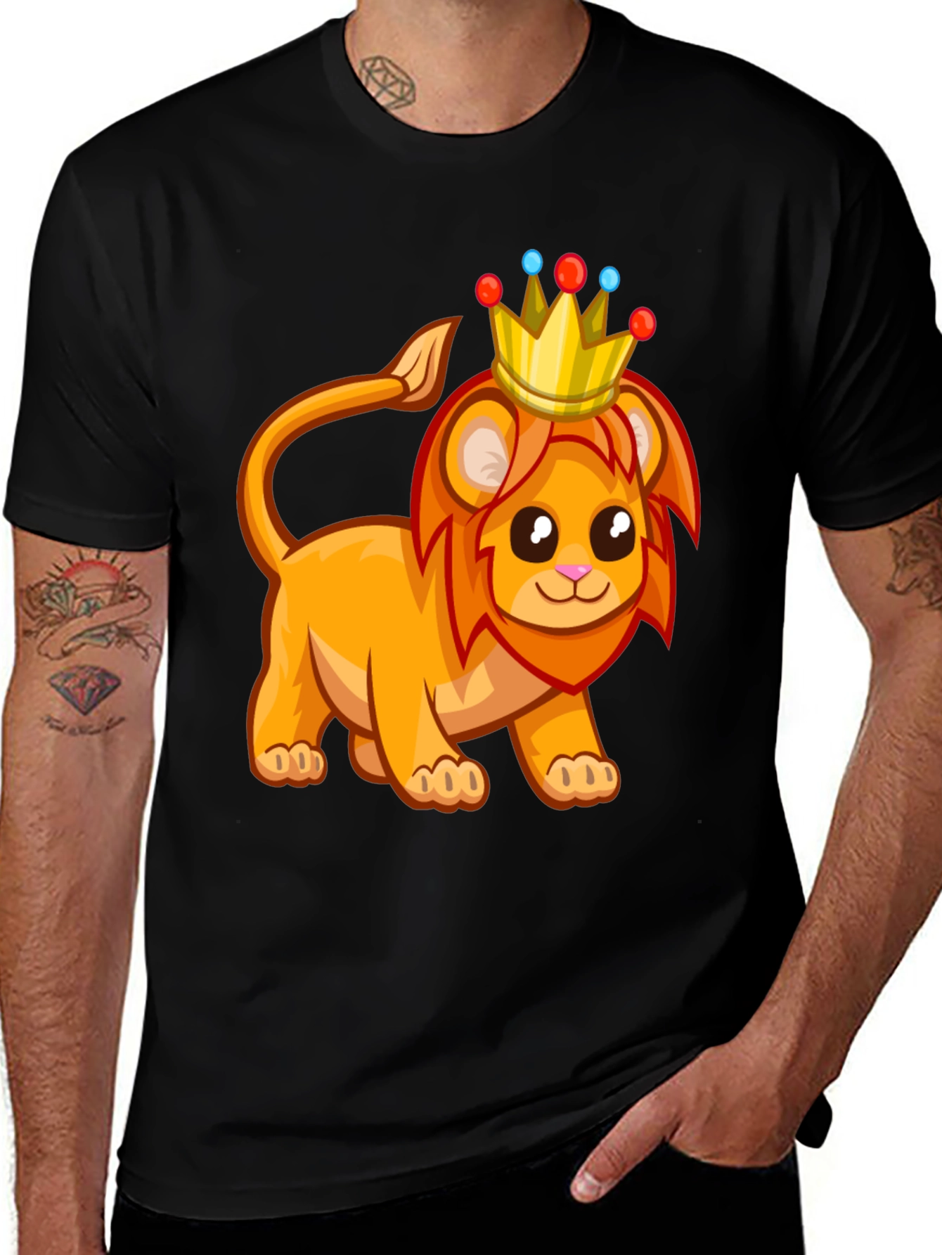 Variant 30 of Cute Cartoon Lion King Black T-Shirt