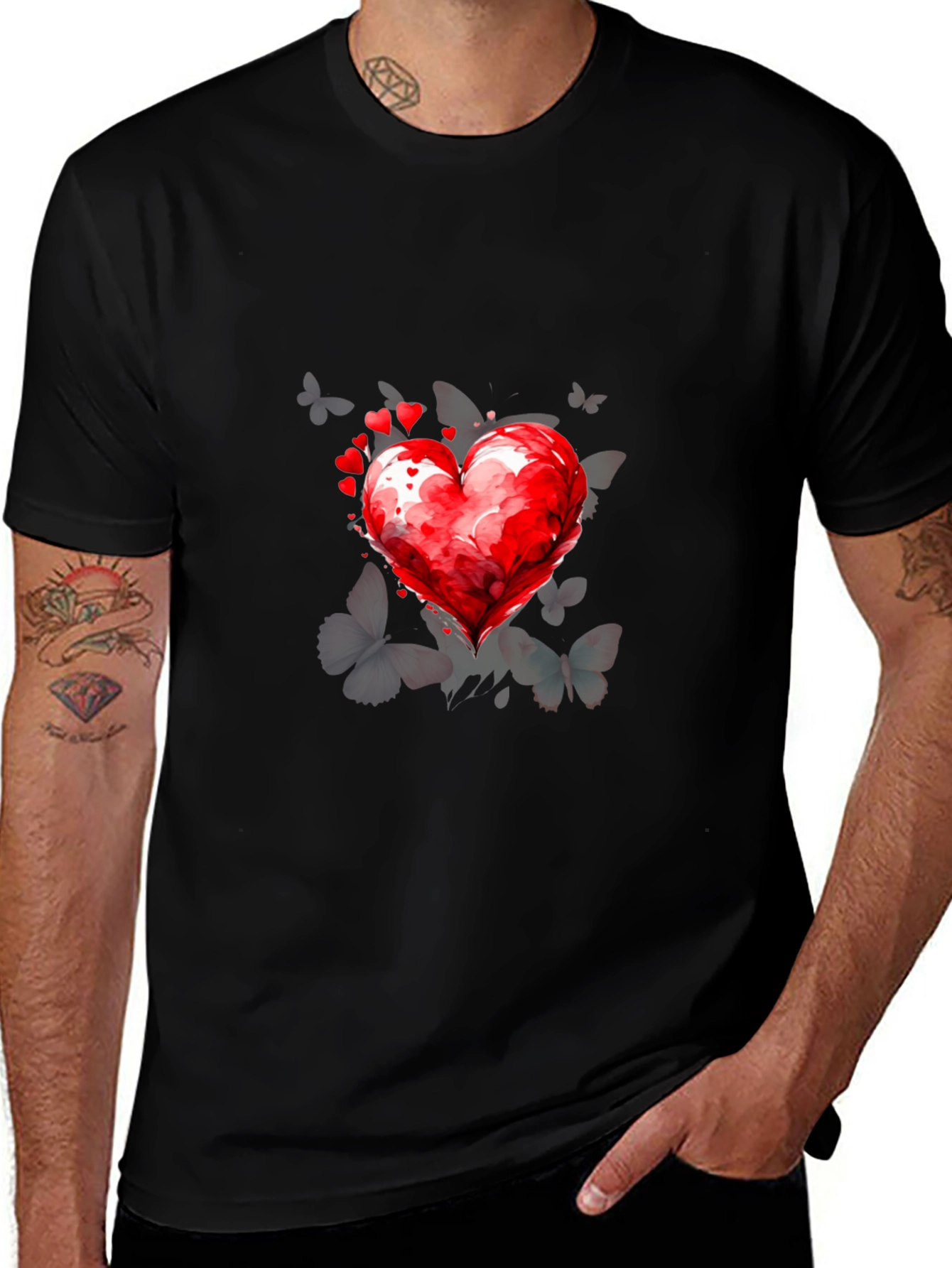 Variant 7 of Heart & Butterflies Black T-Shirt