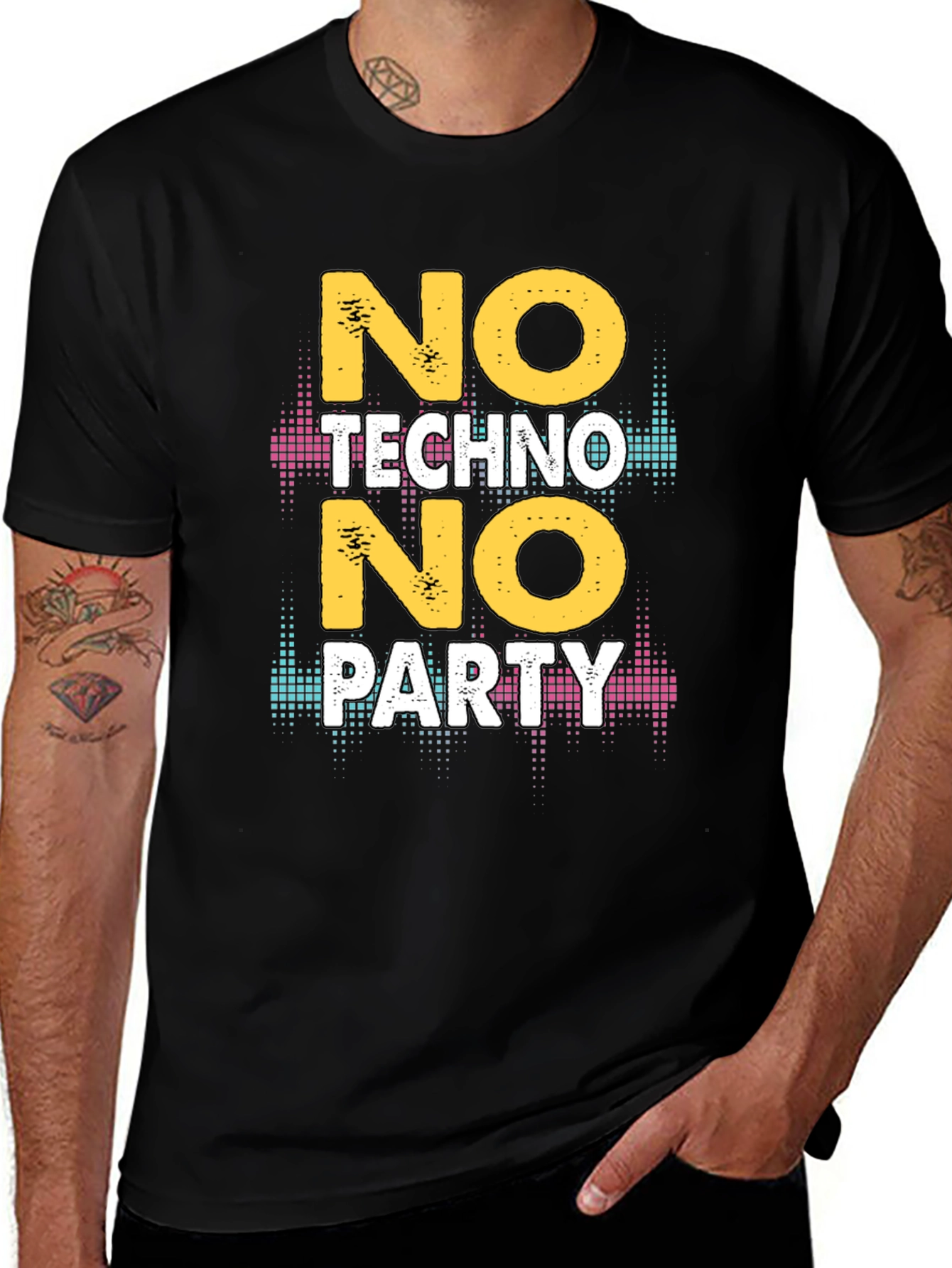 Variant 9 of No Techno No Party Graphic Tee - Music Lover T-Shirt