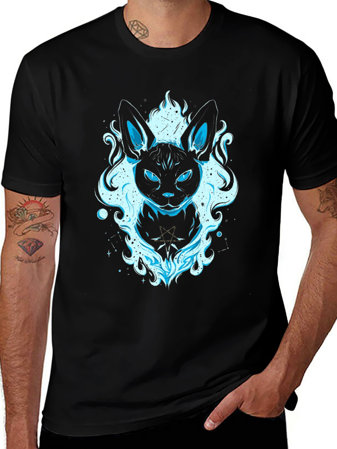 Variant 15 of Mystic Cat Graphic Tee - Black