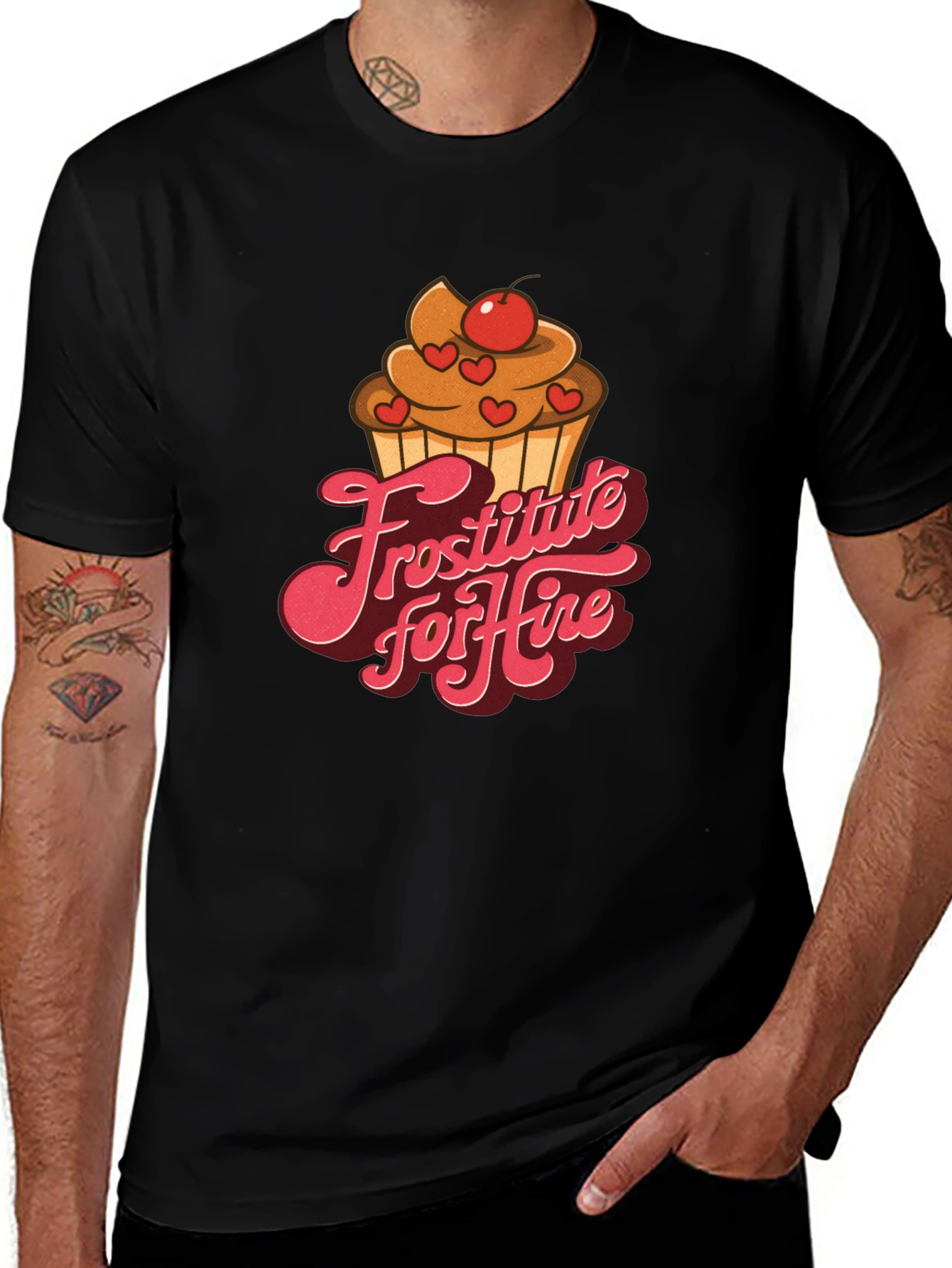 Variant 18 of Frostitute For Hire Black T-Shirt Cupcake Dessert
