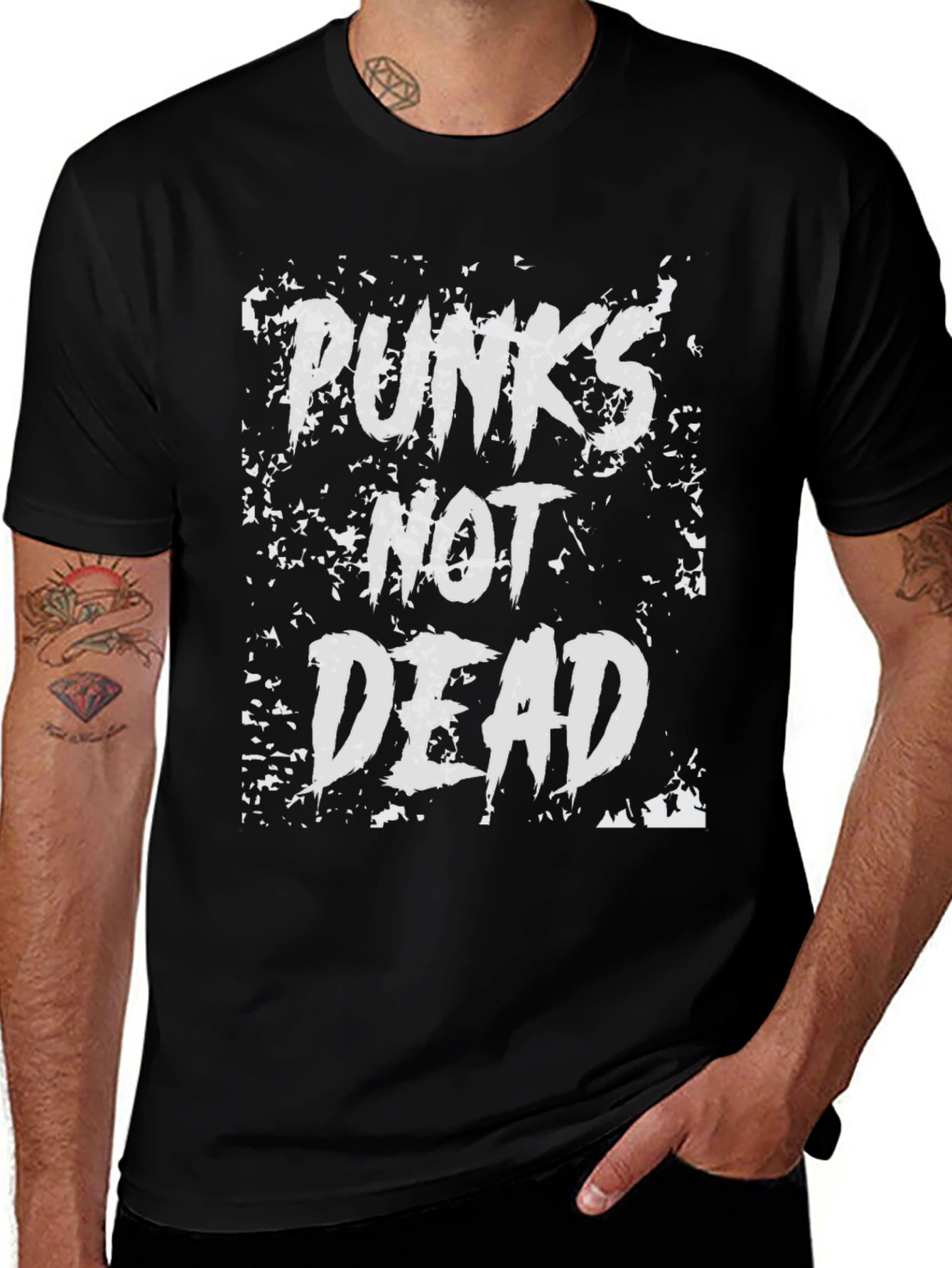 Variant 26 of Punk's Not Dead Graphic T-Shirt - Black Cotton Tee