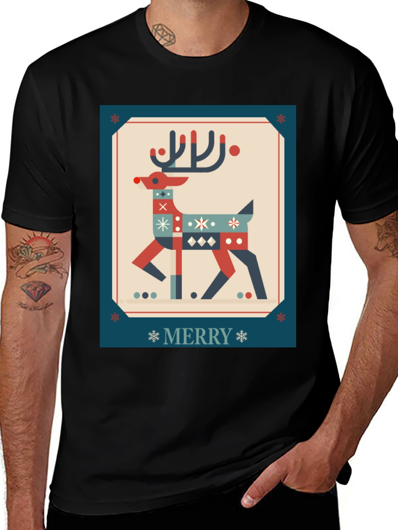 Variant 30 of Festive Reindeer Graphic Tee - Holiday Cheer