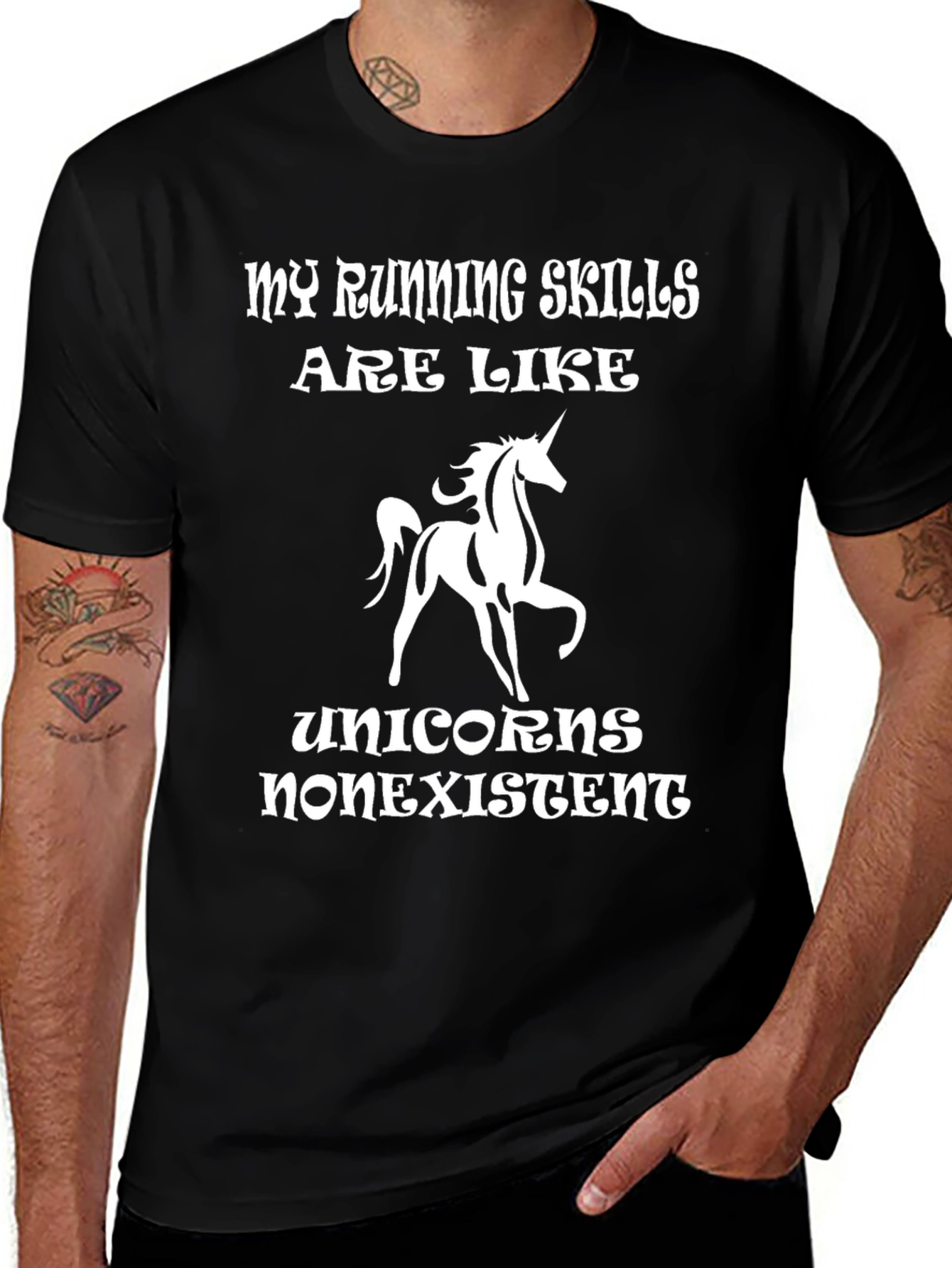 Variant 8 of Funny Unicorn Running Skills Graphic Tee