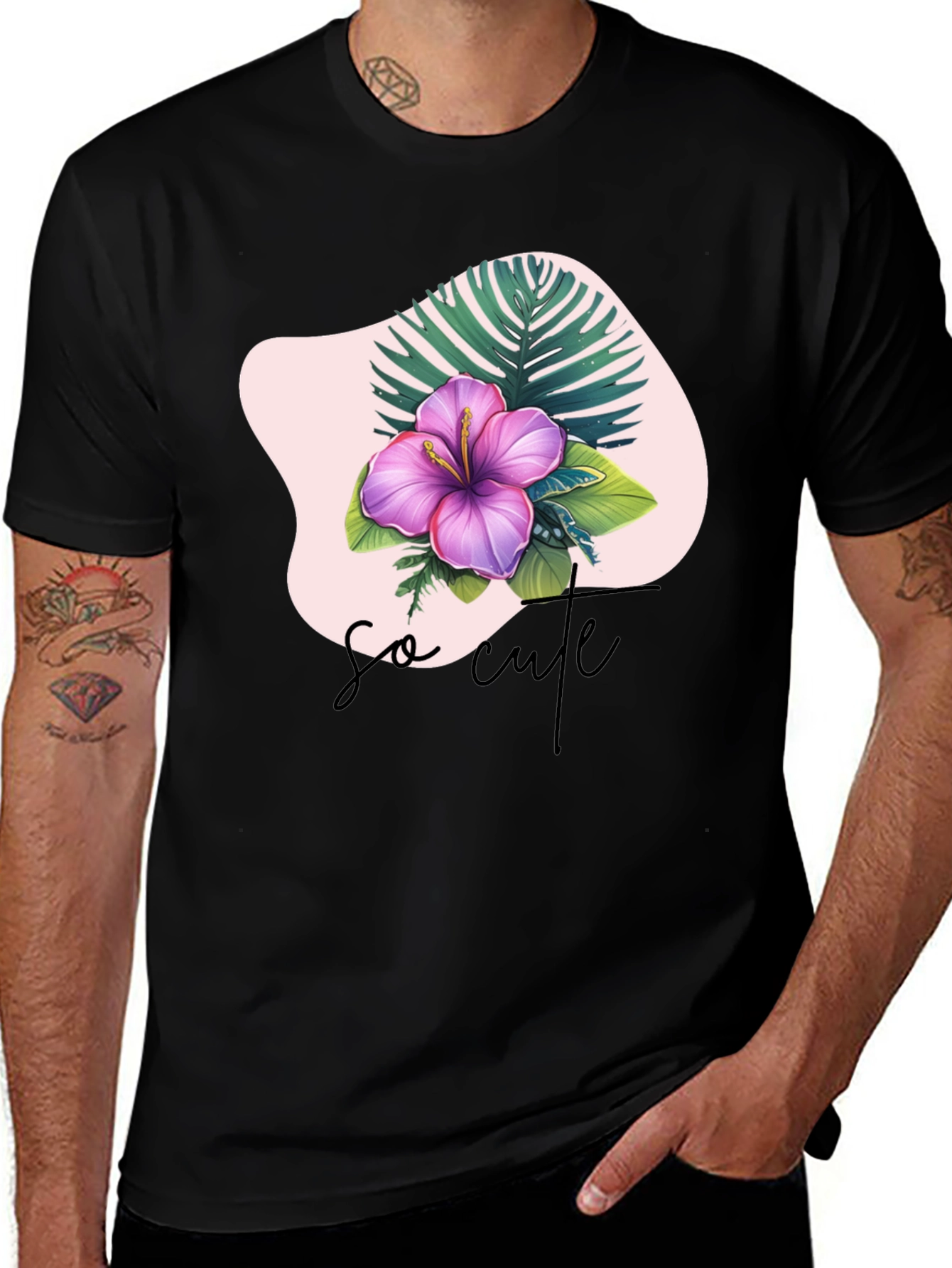Variant 15 of Floral Print T-Shirt - "So Cute" Graphic Tee