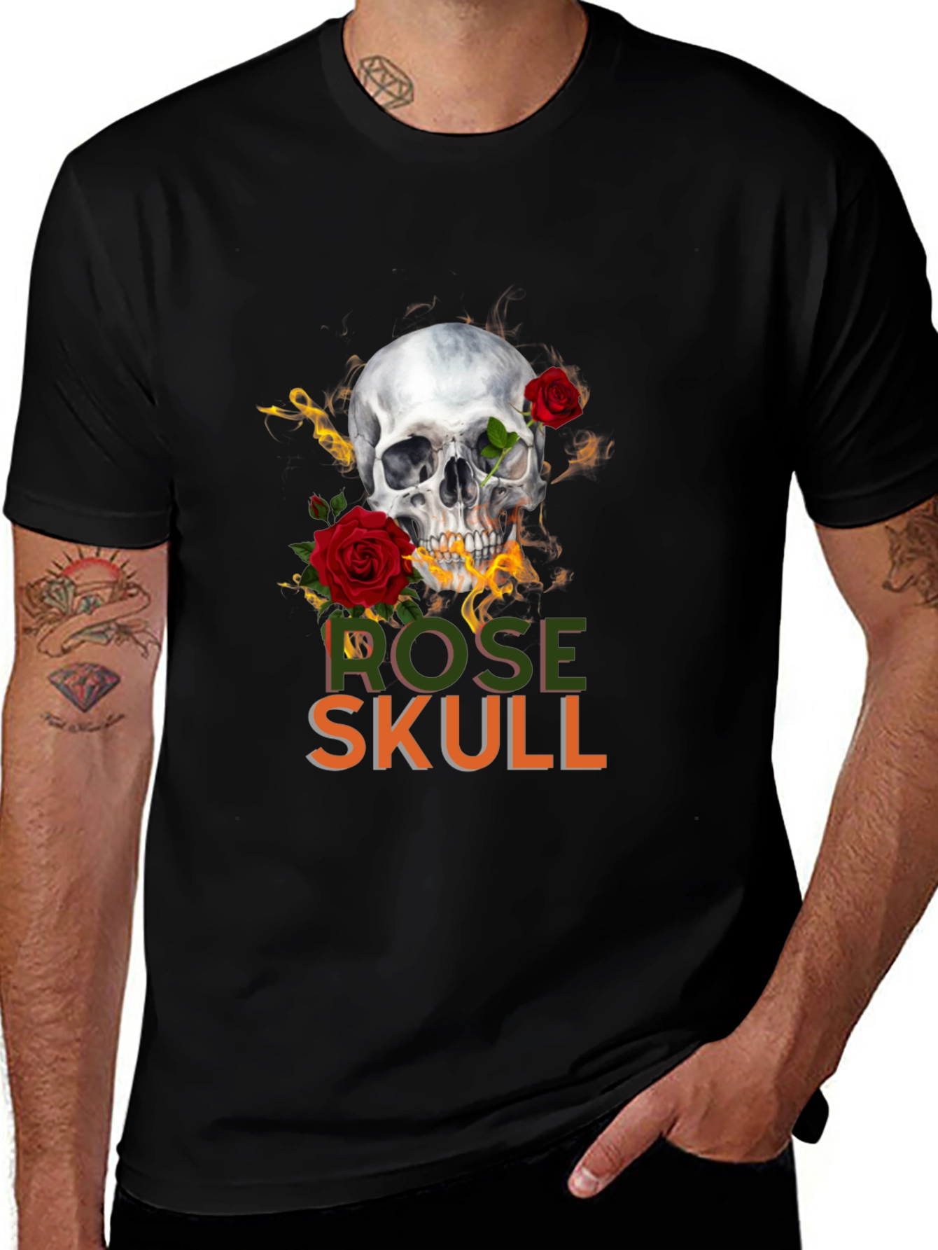 Variant 17 of Skull & Roses Graphic Tee - Edgy Style