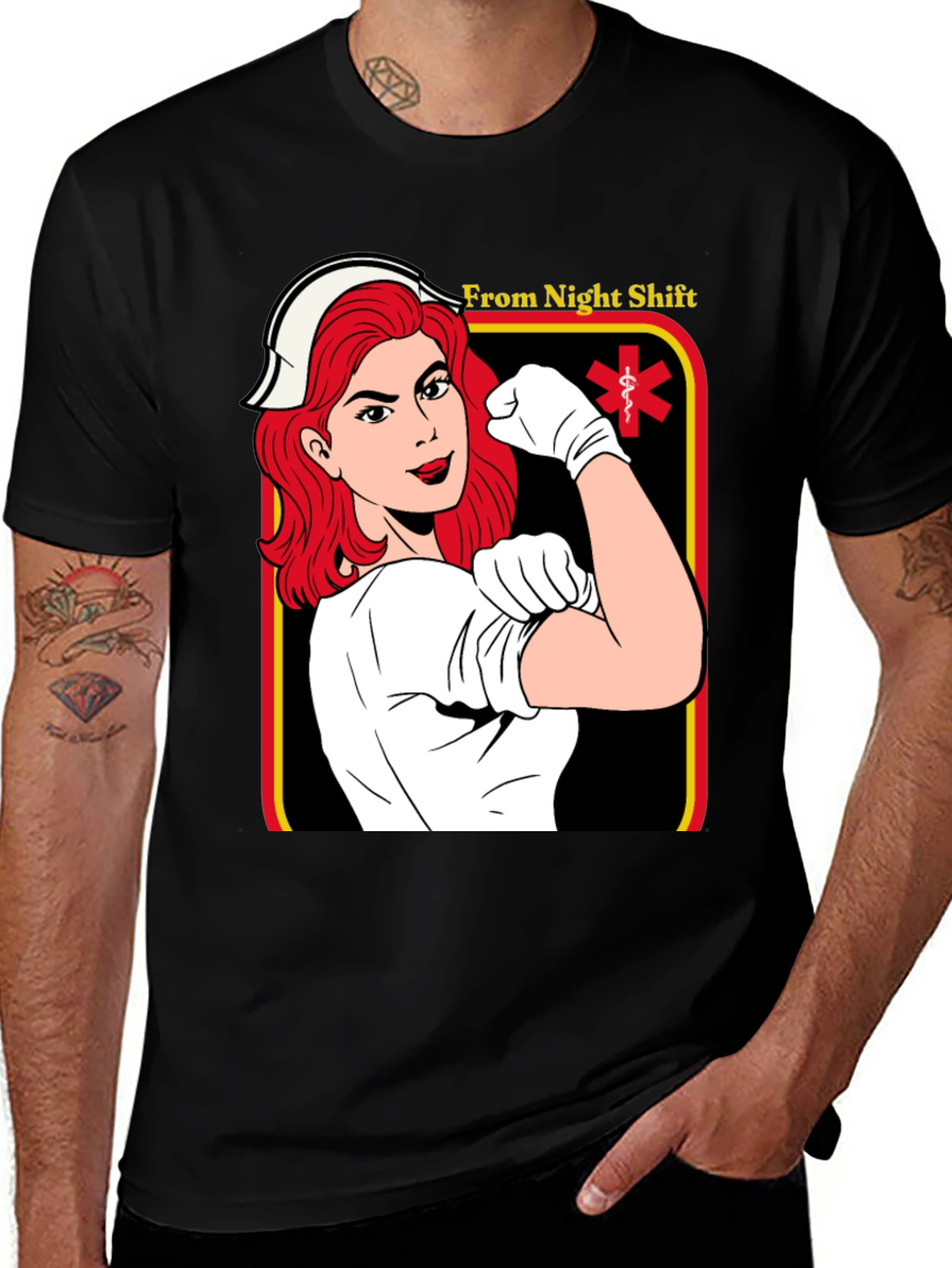 Variant 16 of Night Shift Nurse T-Shirt - Empowered Hero