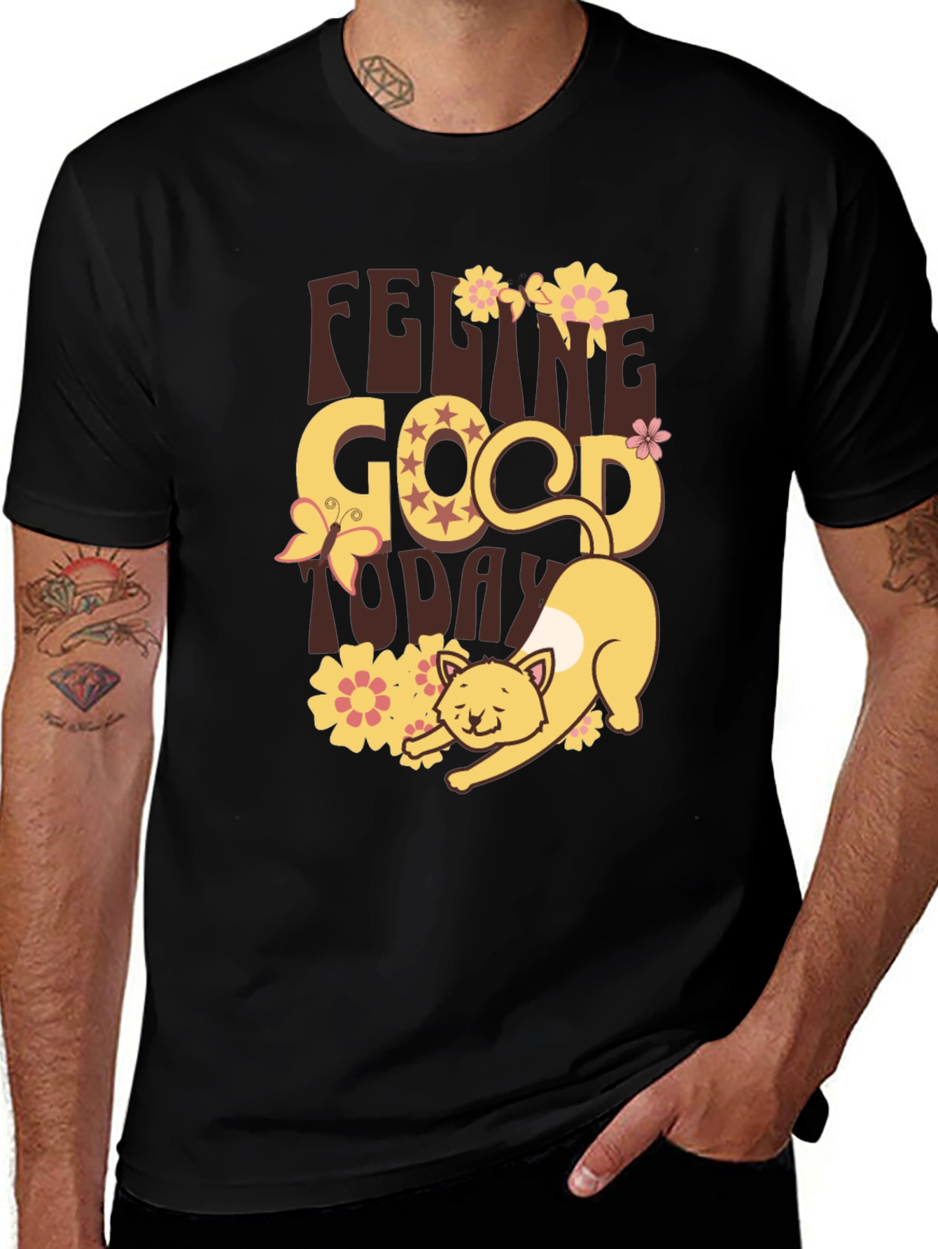 Variant 29 of Feeling Good Today Cat Graphic Tee