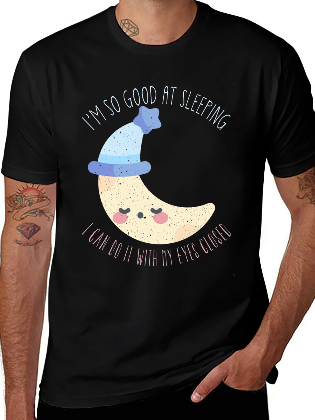 Variant 11 of Sleeping Moon Graphic Tee - Unisex Black T-Shirt