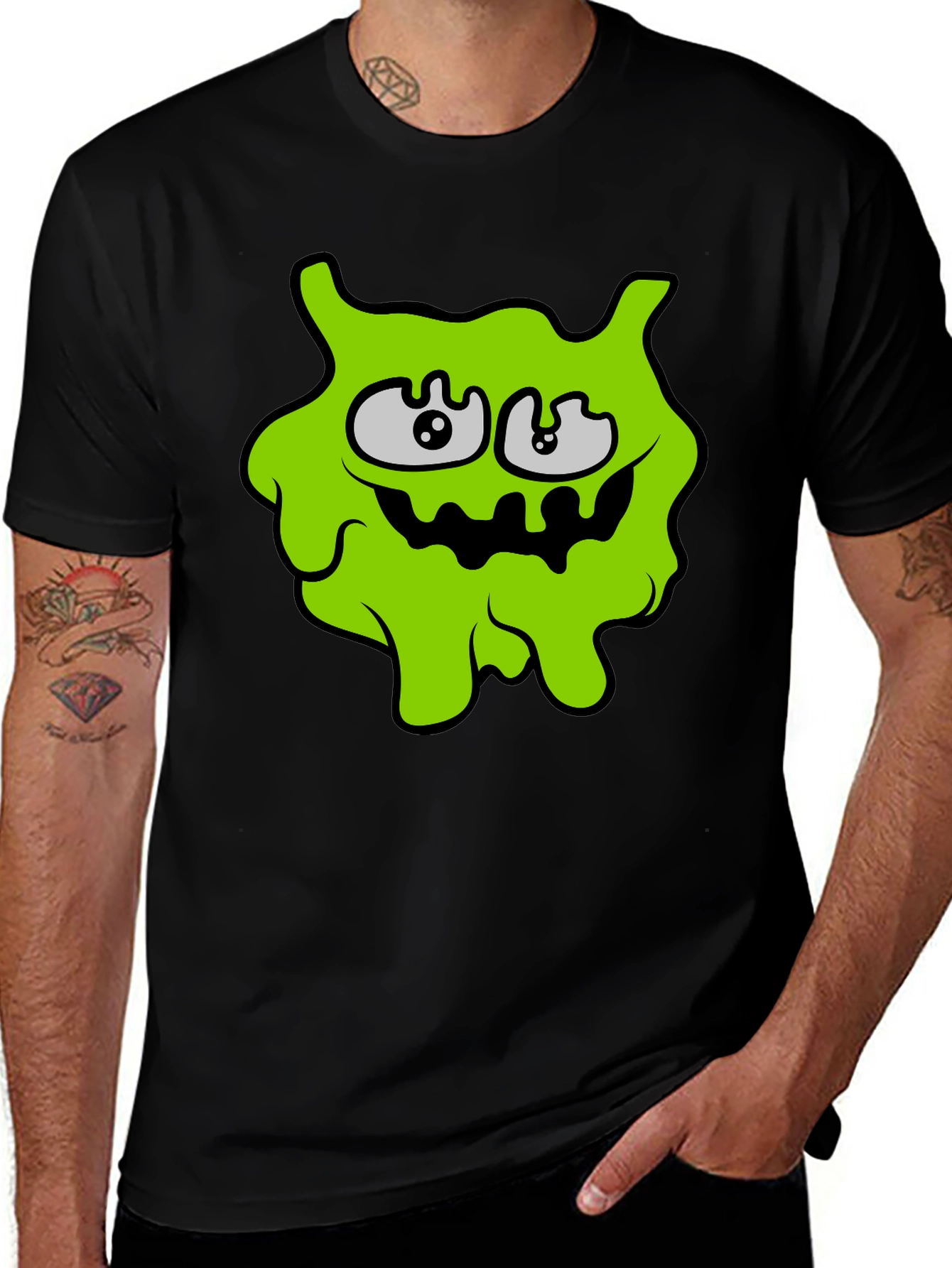 Variant 29 of Funny Slime Monster Graphic Tee - Black