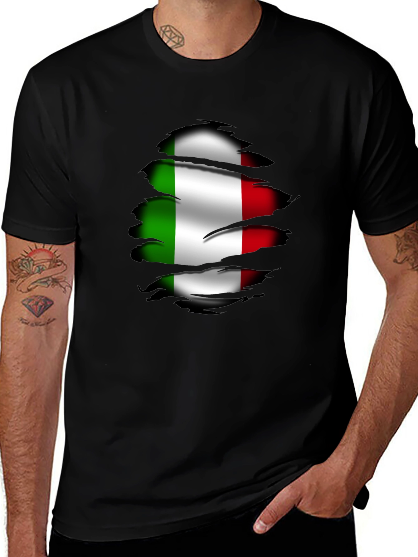 Italy Flag Ripped Tee - Patriotic Italian Pride Shirt