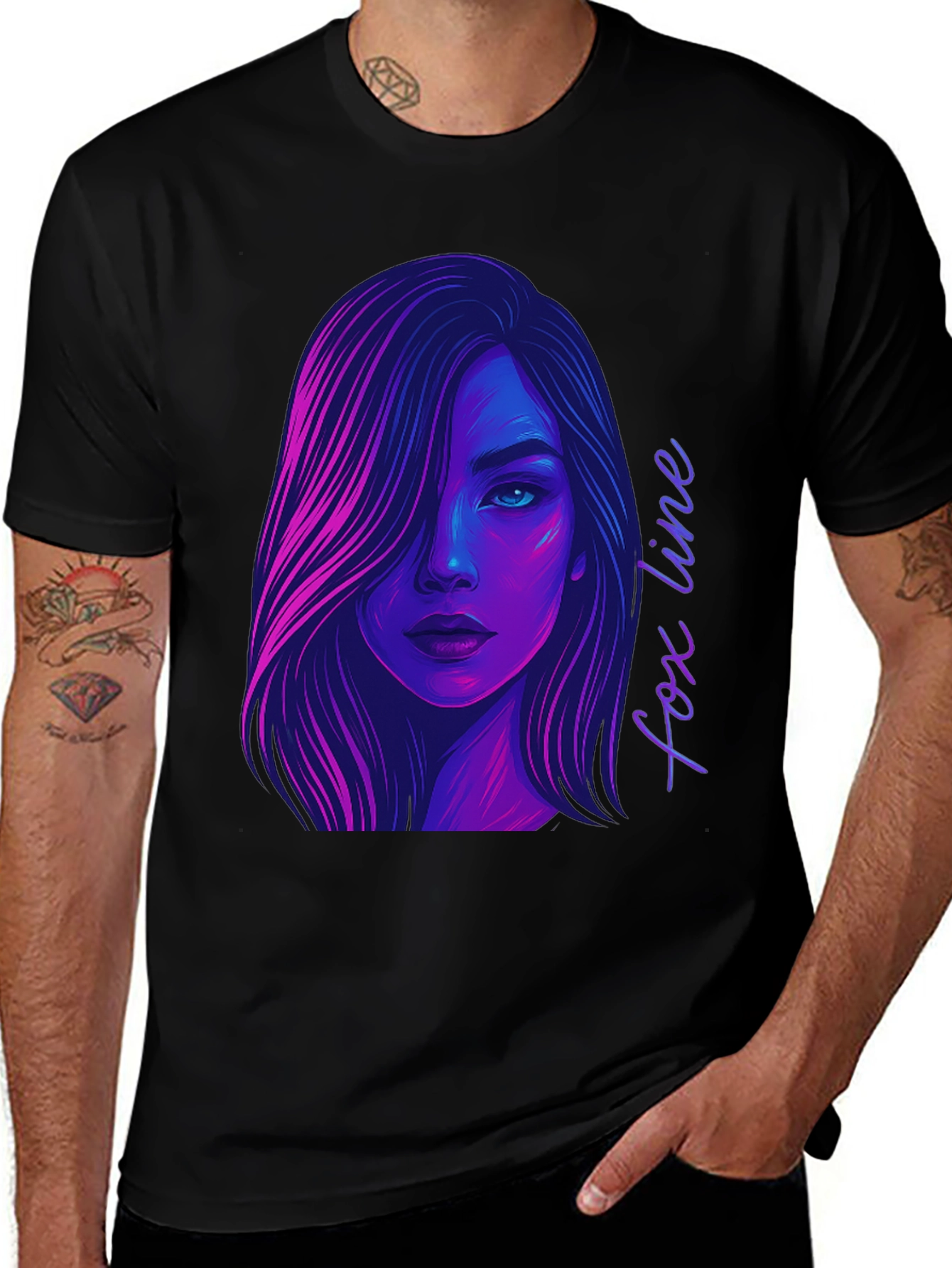 Variant 7 of Neon Fox Line Art T-Shirt