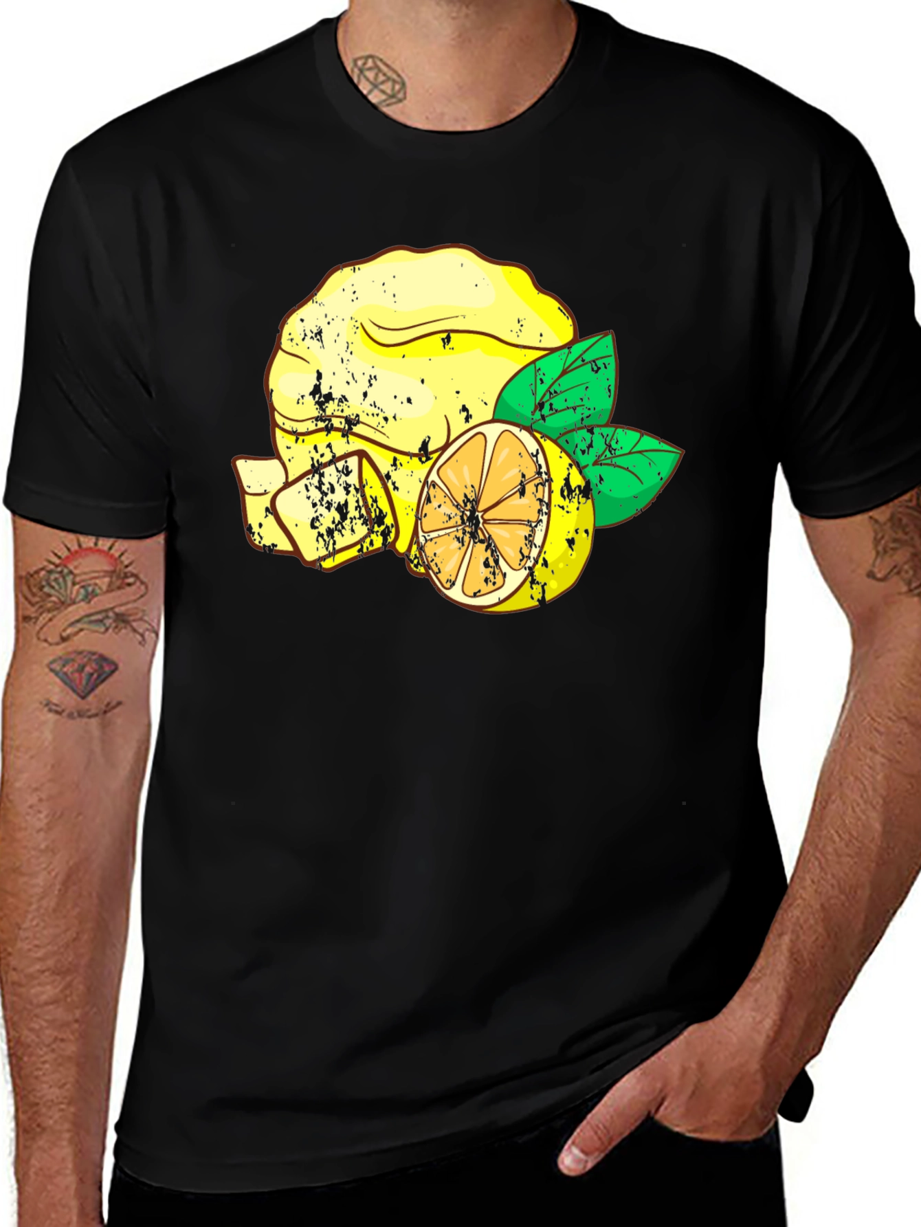 Variant 27 of Lemon Graphic Black T-Shirt - Fresh & Fun Design