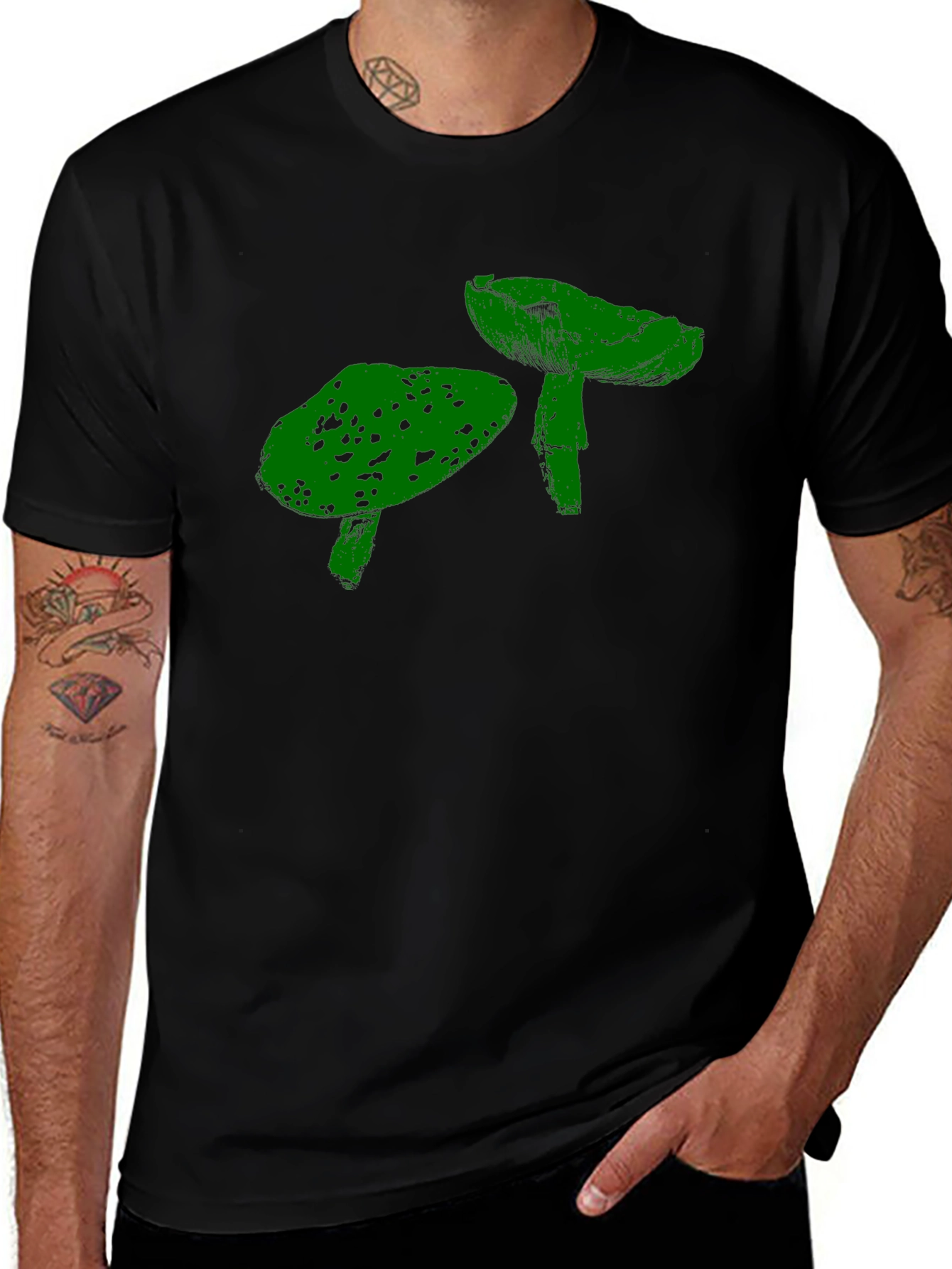 Variant 20 of Funky Mushroom Graphic T-Shirt - Black