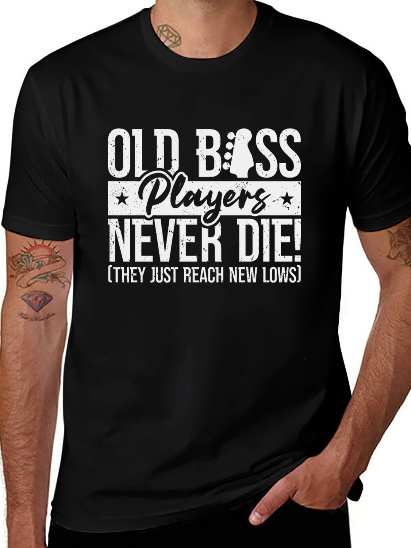 Variant 6 of Old Bass Players Never Die T-Shirt