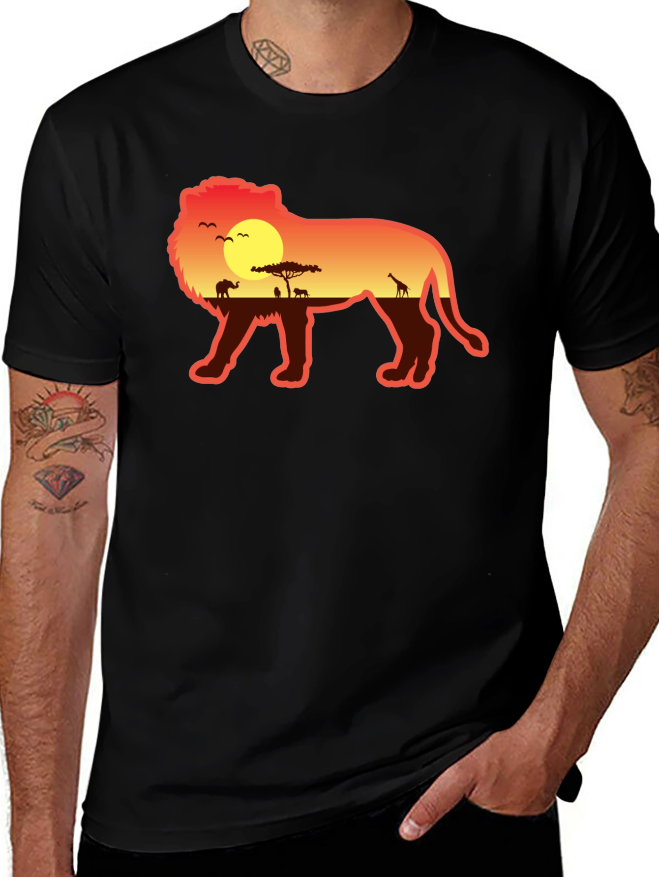 Variant 28 of Lion Sunset T-Shirt - African Wildlife Graphic Tee