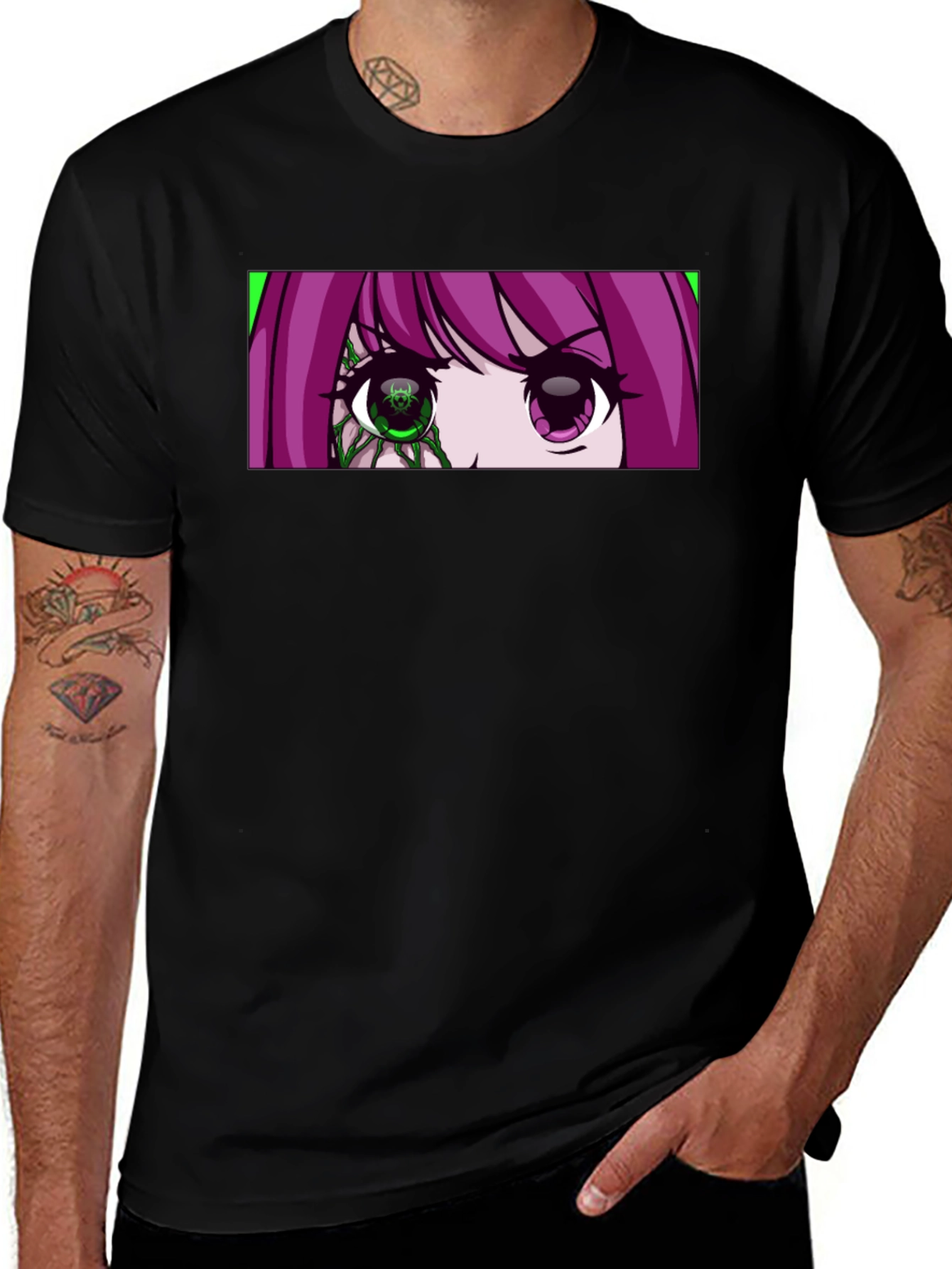 Variant 15 of Anime Eyes Graphic Black T-Shirt