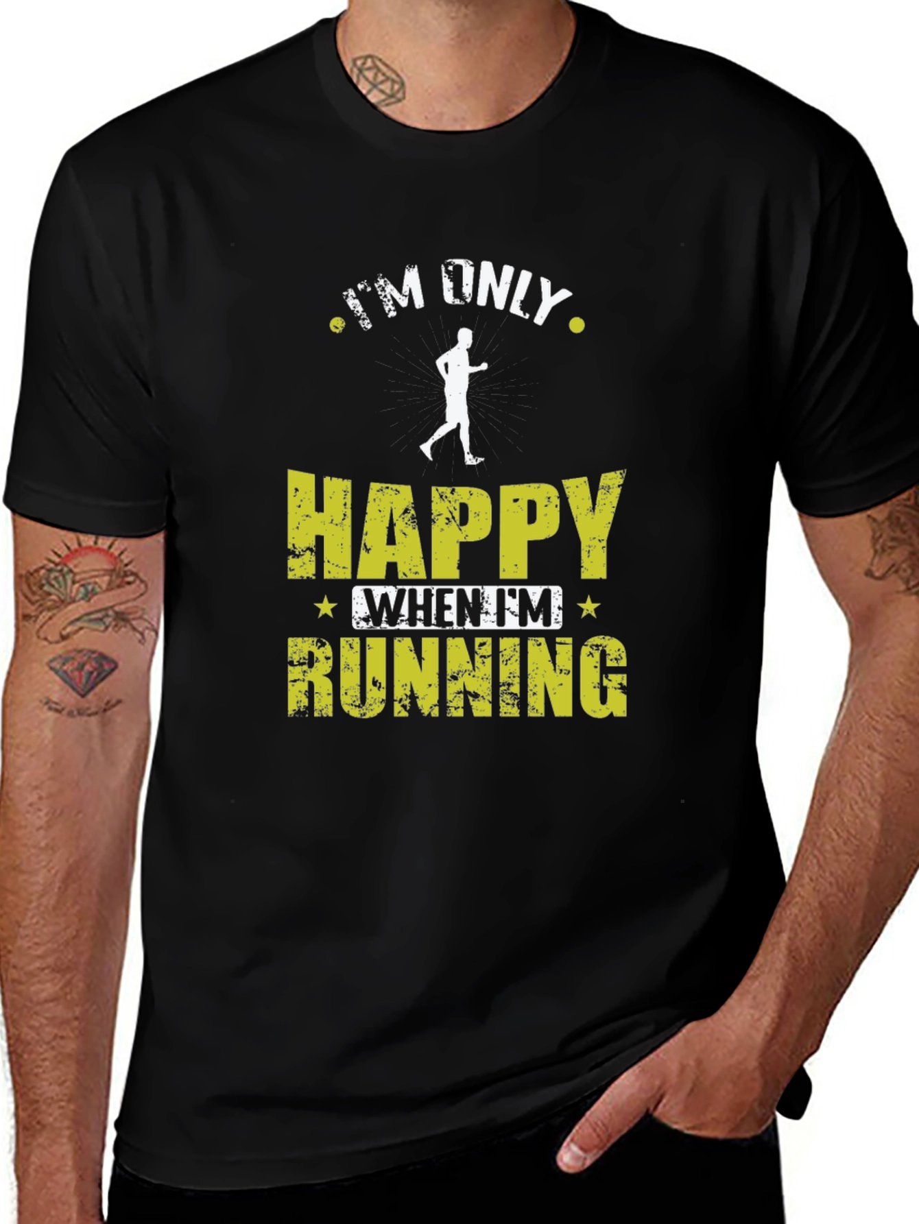 Variant 3 of I'm Only Happy When I'm Running Black T-Shirt