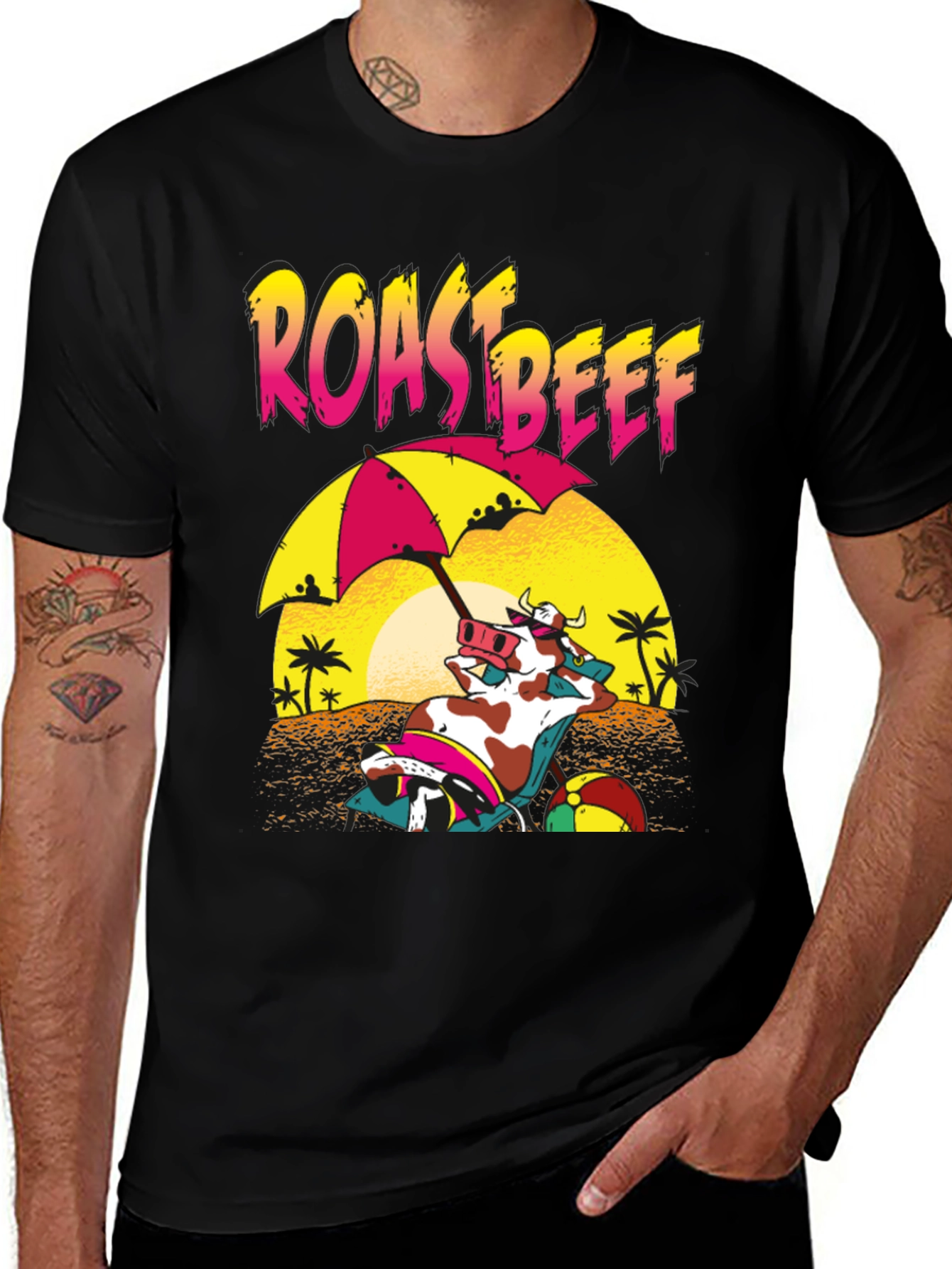 Variant 5 of Roast Beef Cow Beach T-Shirt