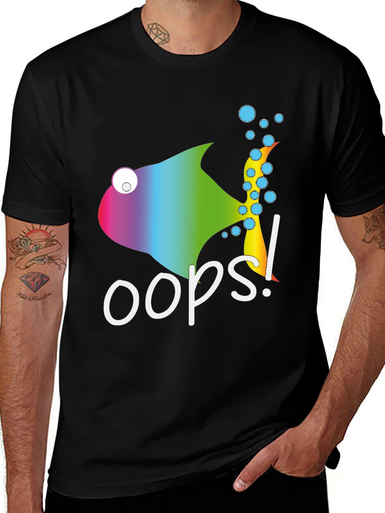 Variant 8 of Oops! Rainbow Fish Graphic T-Shirt
