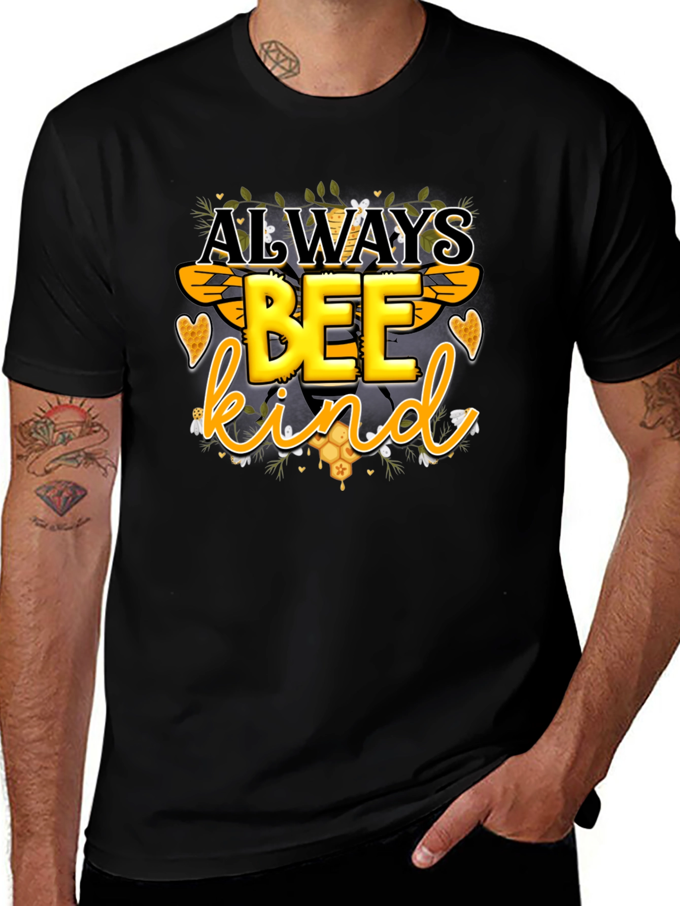 Variant 7 of Always Bee Kind Graphic Tee - Trendy Men's T-Shirt