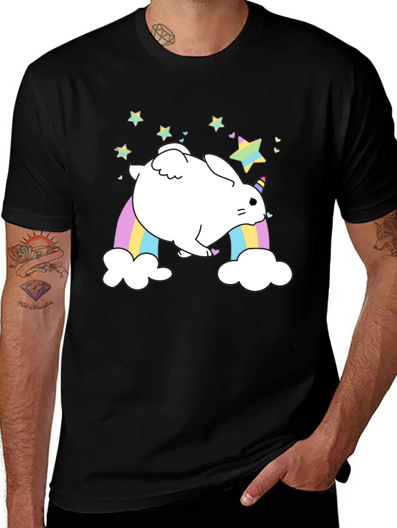 Variant 4 of Unicorn Bunny T-Shirt - Cute Rainbow Stars