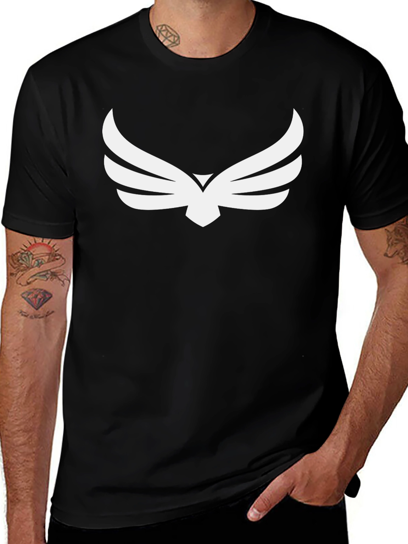 Variant 16 of Black Tee with Eagle Wing Graphic