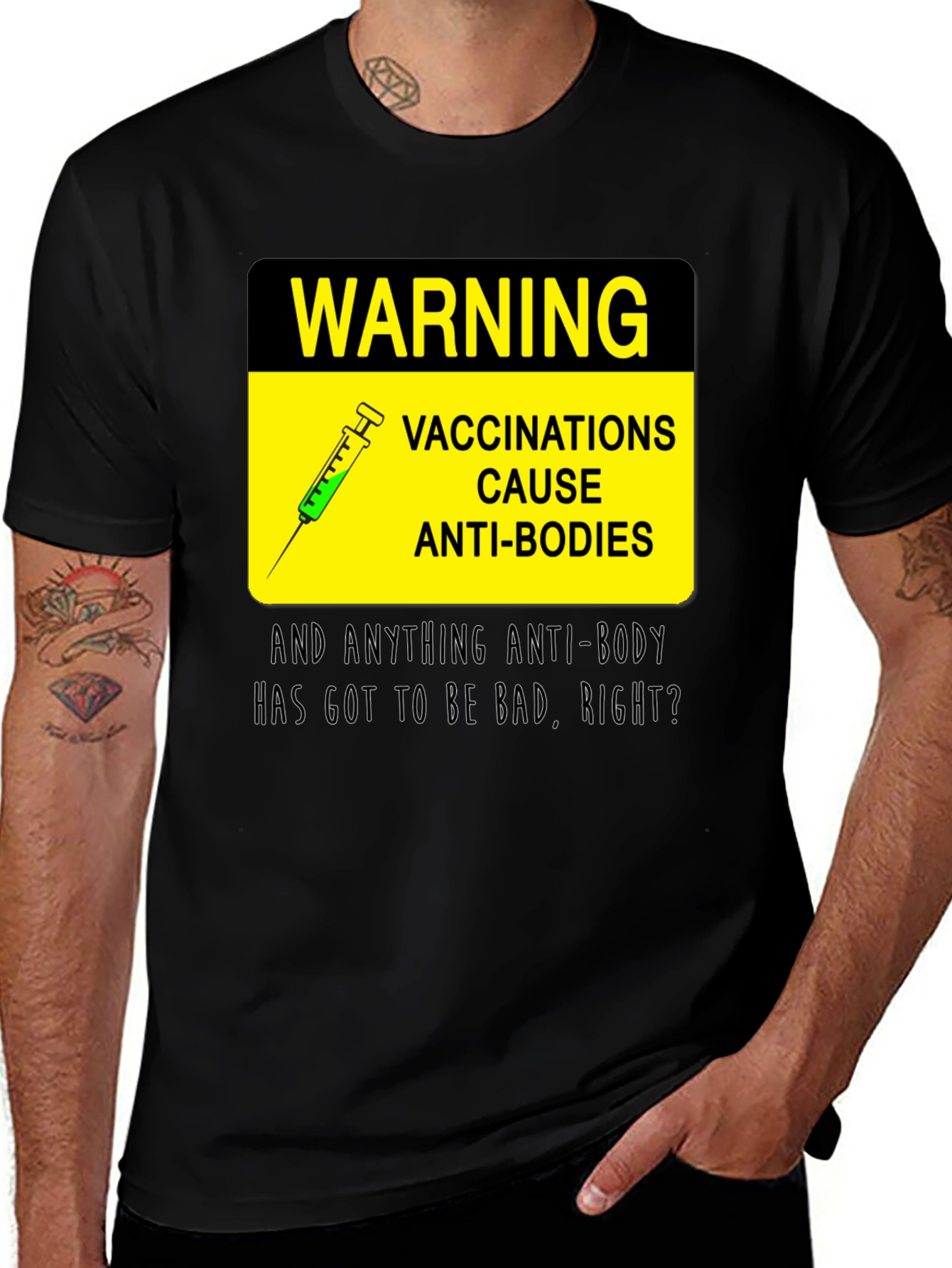 Variant 15 of Warning Vaccinations Anti-Bodies T-Shirt