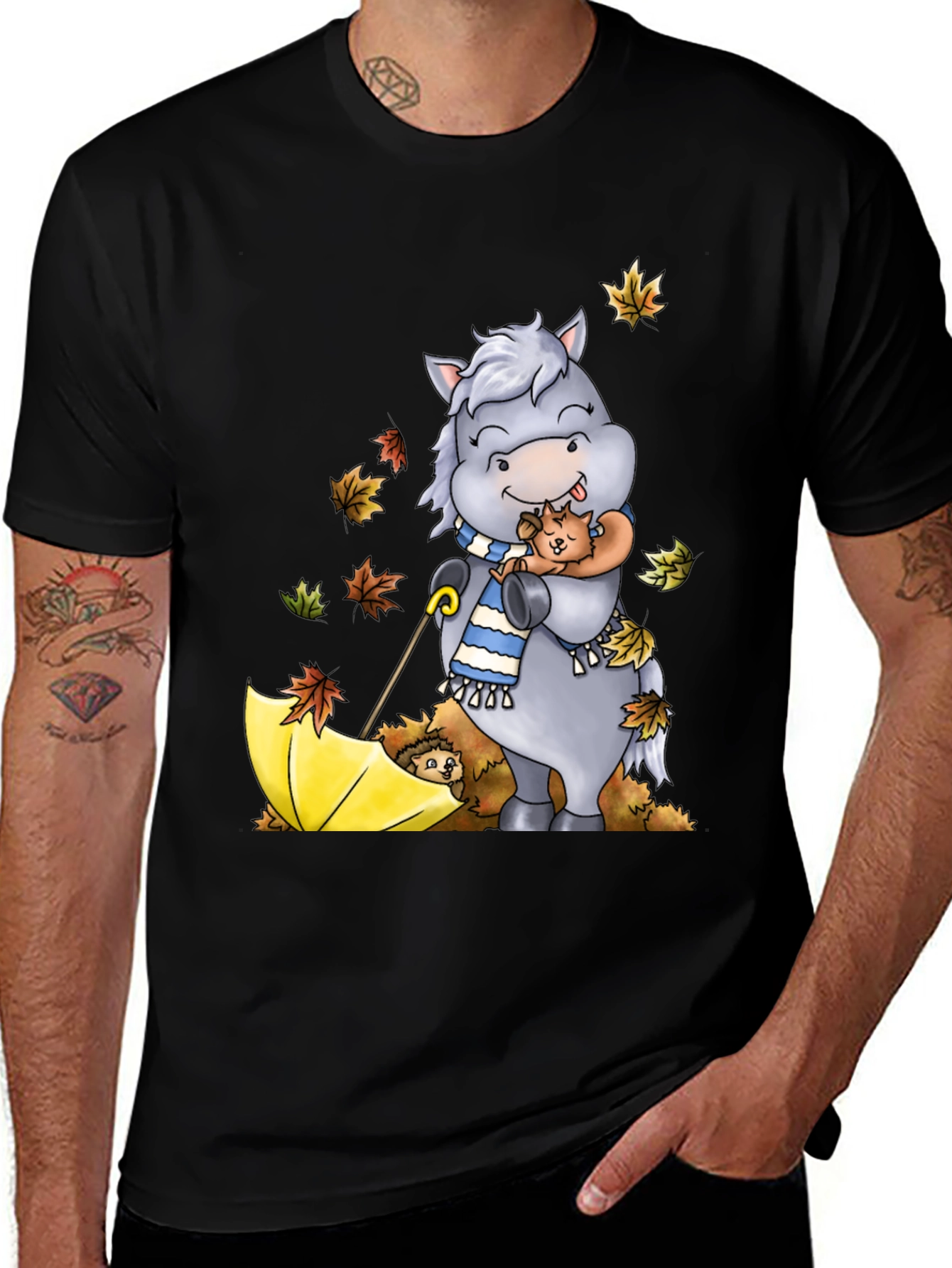 Variant 3 of Cute Cartoon Horse T-Shirt for Autumn Lovers