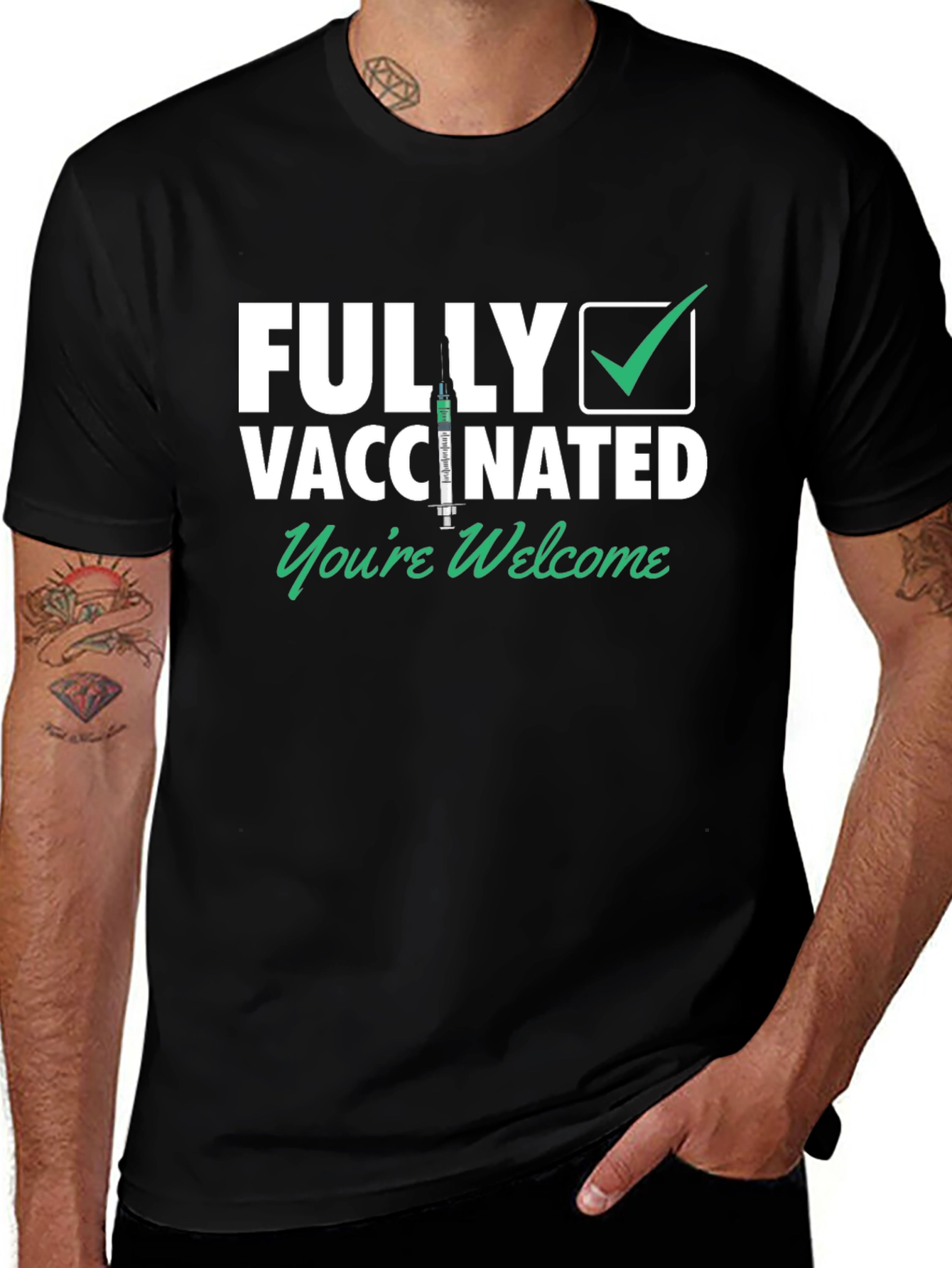 Variant 17 of Fully Vaccinated T-Shirt - You're Welcome