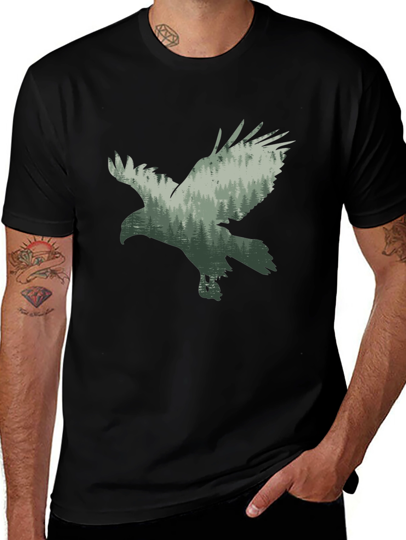 Variant 7 of Eagle Forest Graphic T-Shirt - Nature Lover Tee