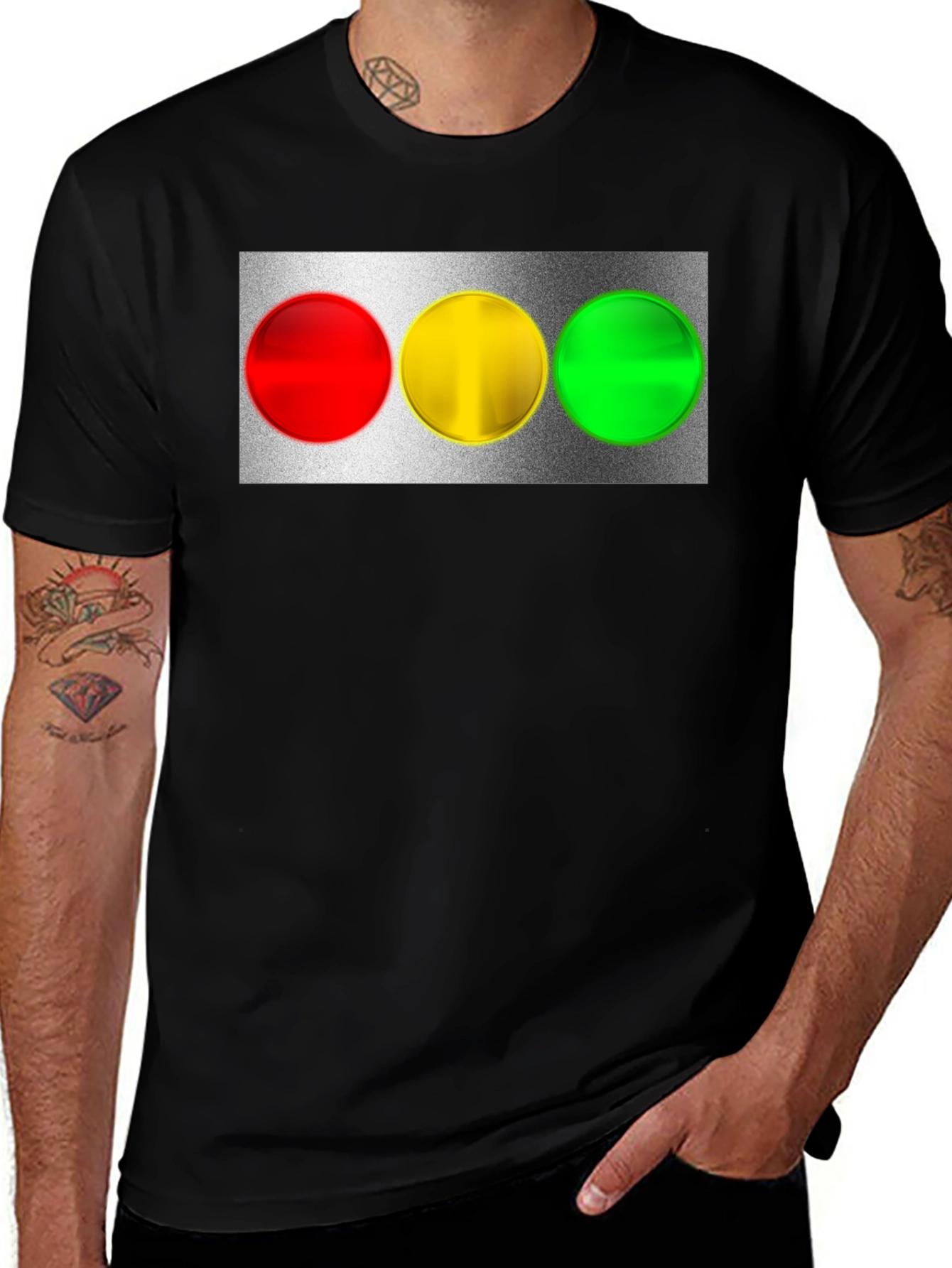 Variant 19 of Traffic Light T-Shirt - Red, Yellow, Green Design