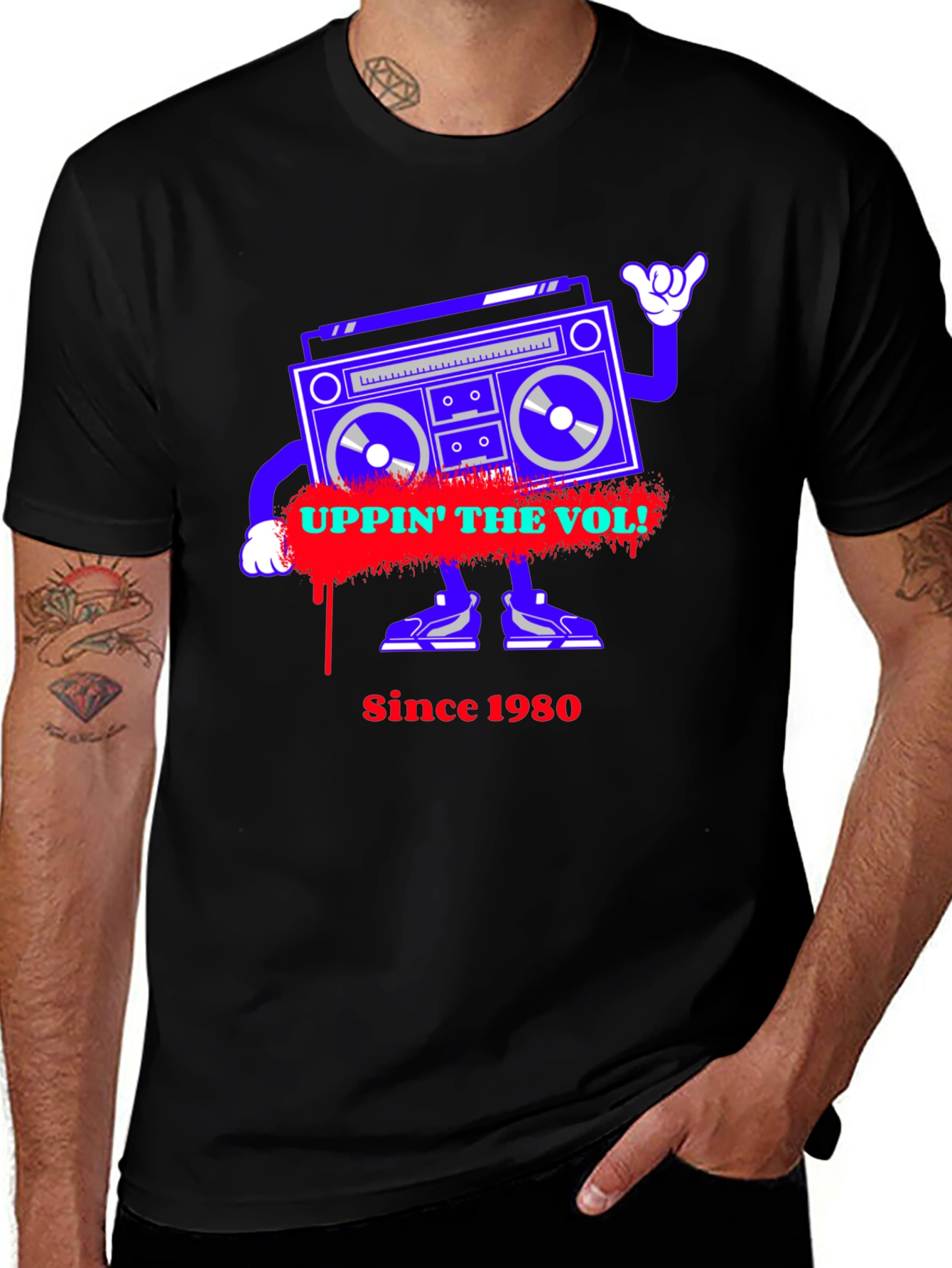 Variant 27 of Retro Boombox Graphic Tee - Uppin' The Vol! Since 1980