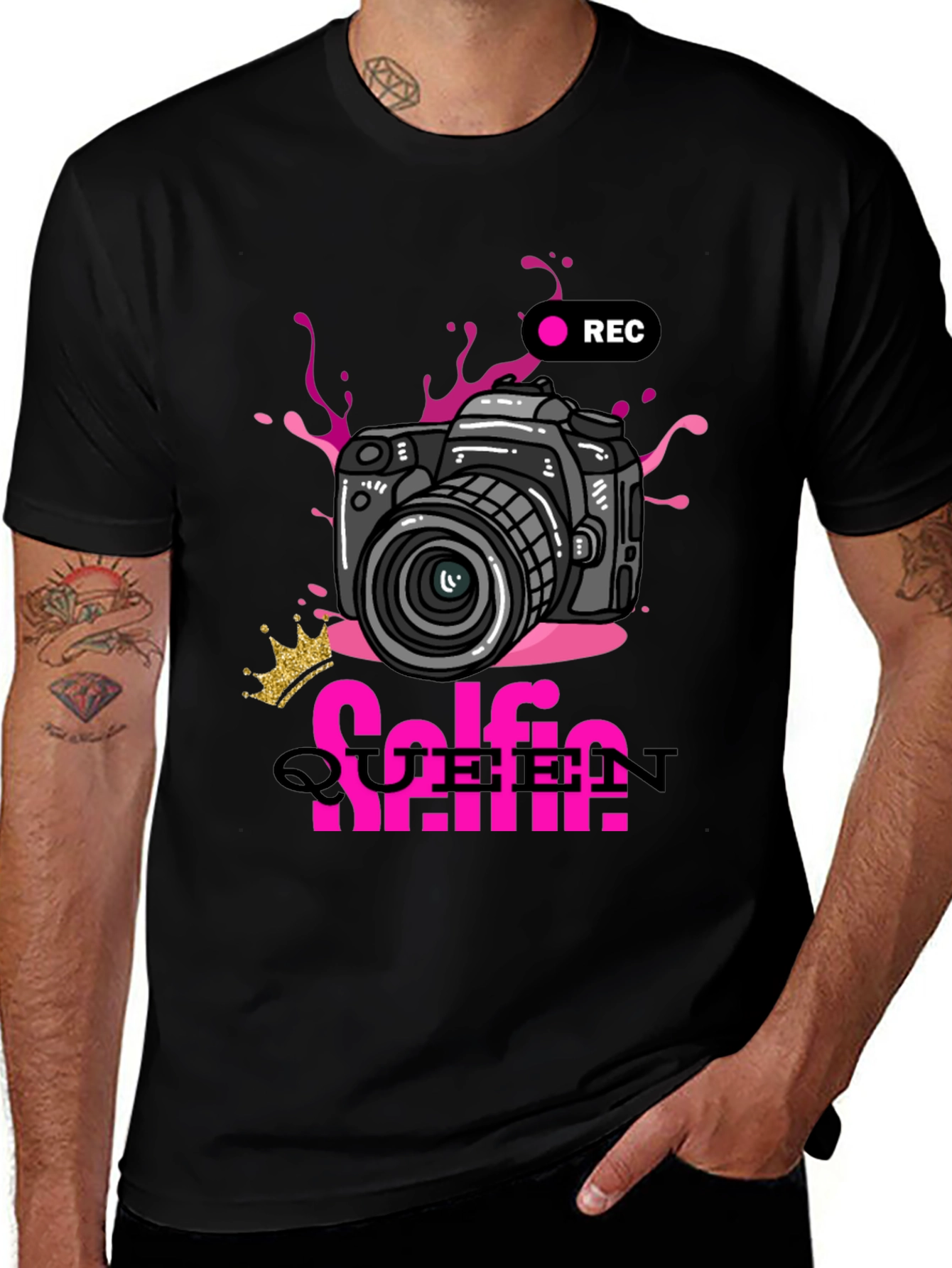 Variant 14 of Selfie Queen Graphic T-Shirt - Camera Design