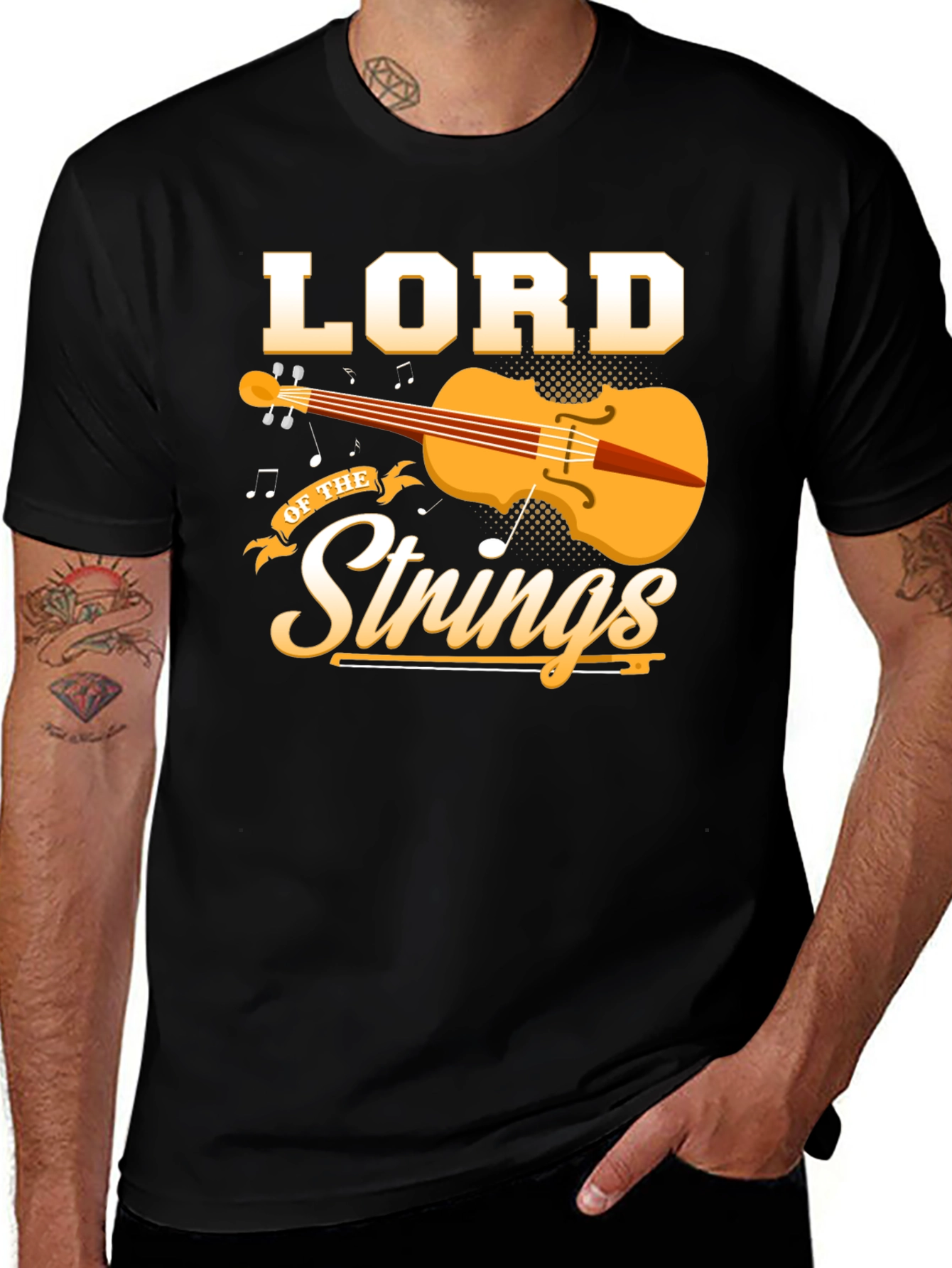 Variant 28 of Lord of the Strings Black T-Shirt - Musical Instrument Tee