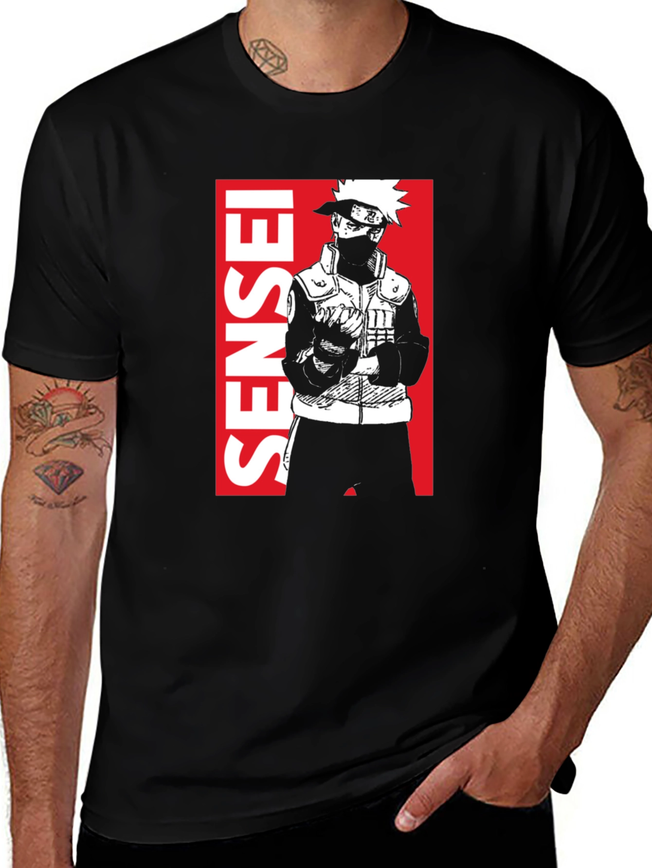 Variant 27 of Kakashi Sensei Anime Black T-Shirt