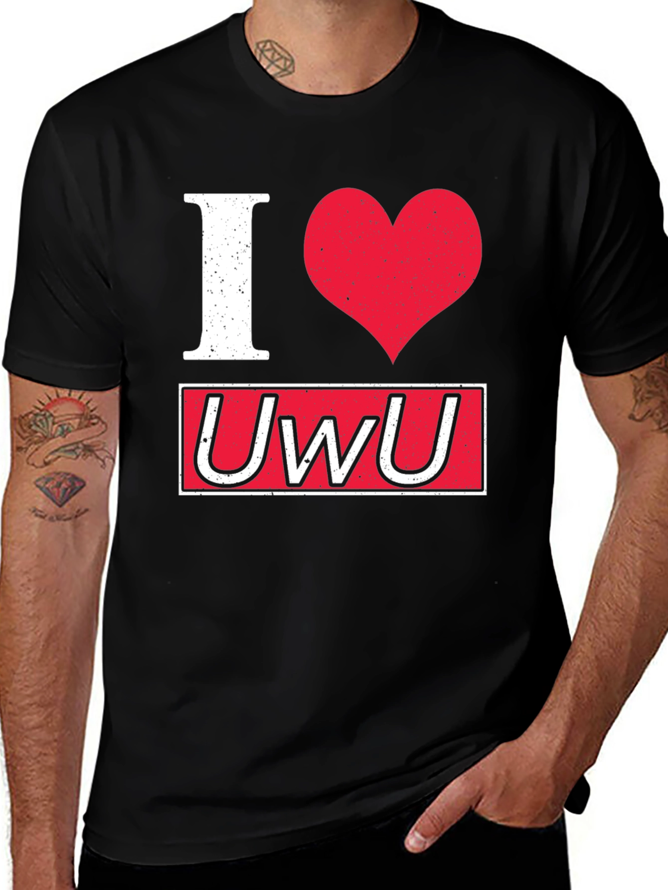 Variant 14 of I Heart UwU Black Graphic Tee Shirt