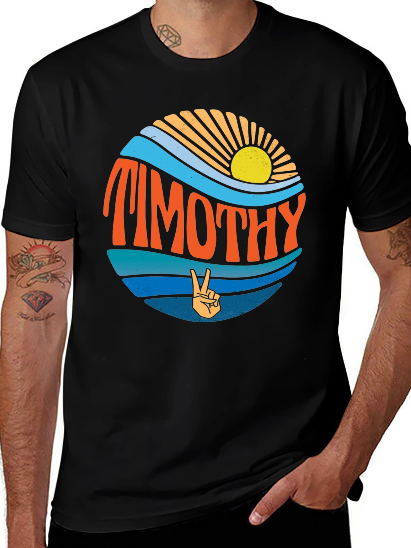 Variant 7 of Retro Timothy Peace Sign Graphic Tee