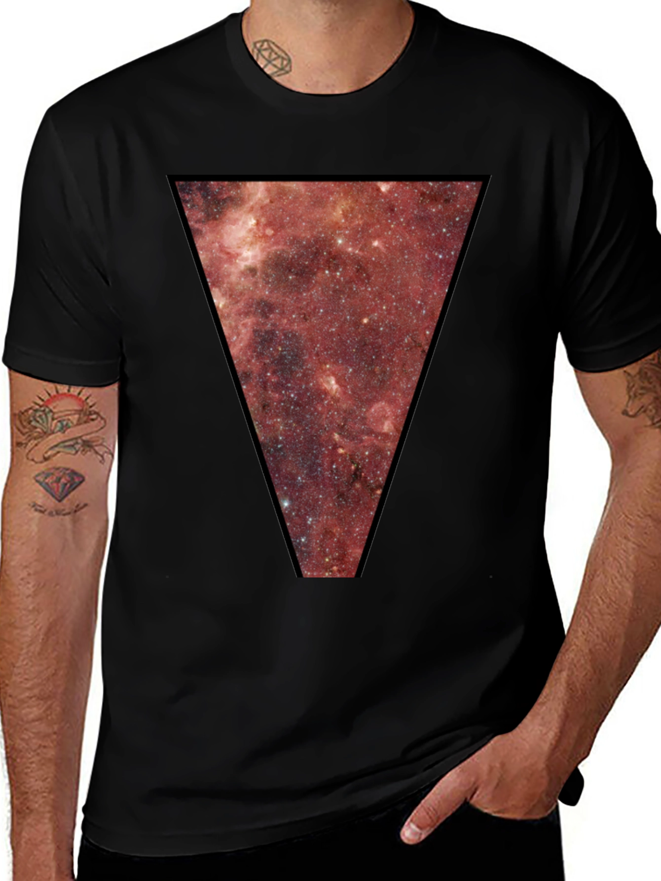 Variant 27 of Nebula Triangle Graphic Tee - Black Cotton Blend