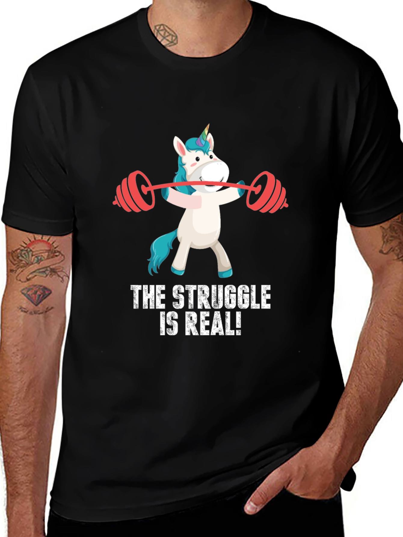 Unicorn Gym T-Shirt - The Struggle is Real!